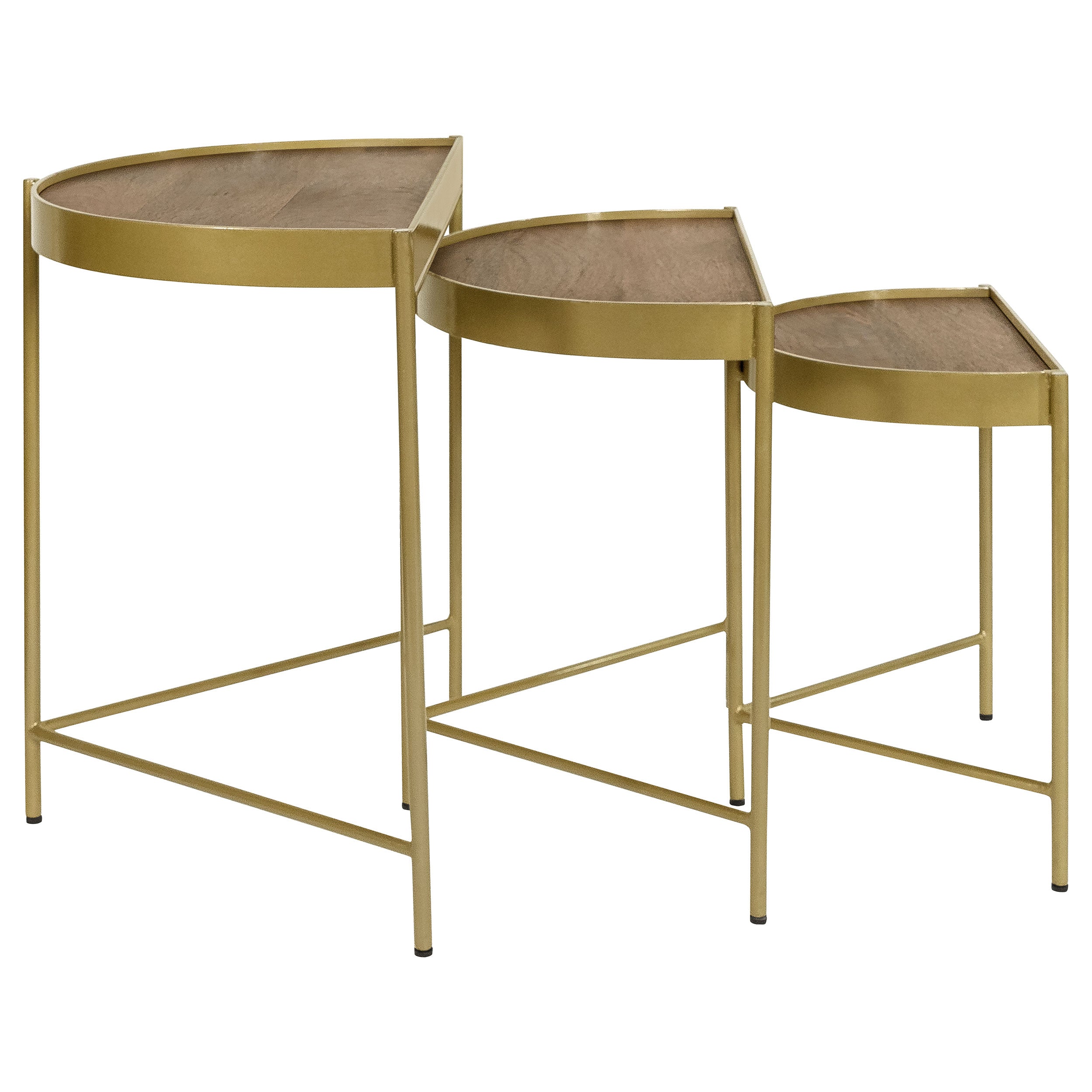 Tristen  Demilune Nesting Table Brown and Gold