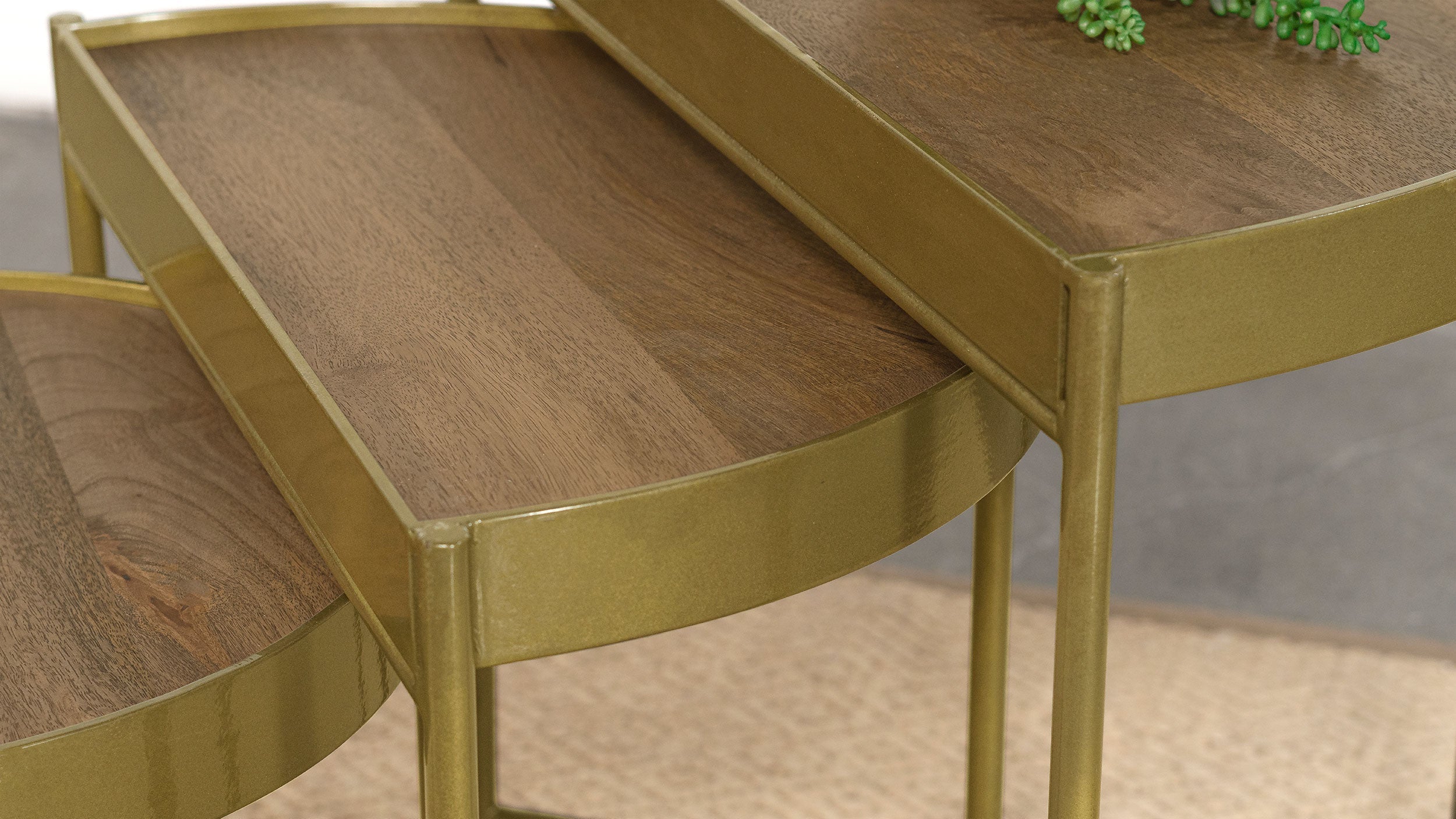 Tristen  Demilune Nesting Table Brown and Gold