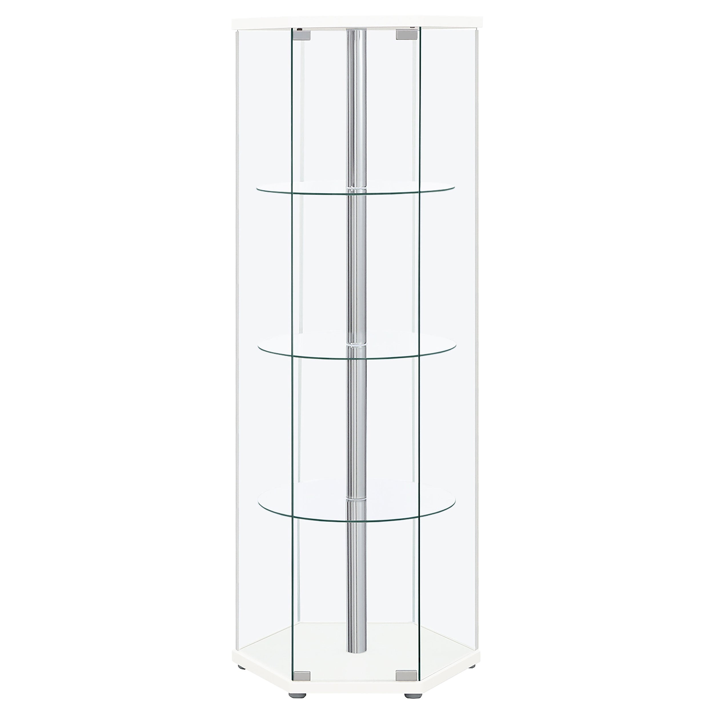 Zahavah 4-shelf Hexagonal Clear Glass Curio Cabinet Black