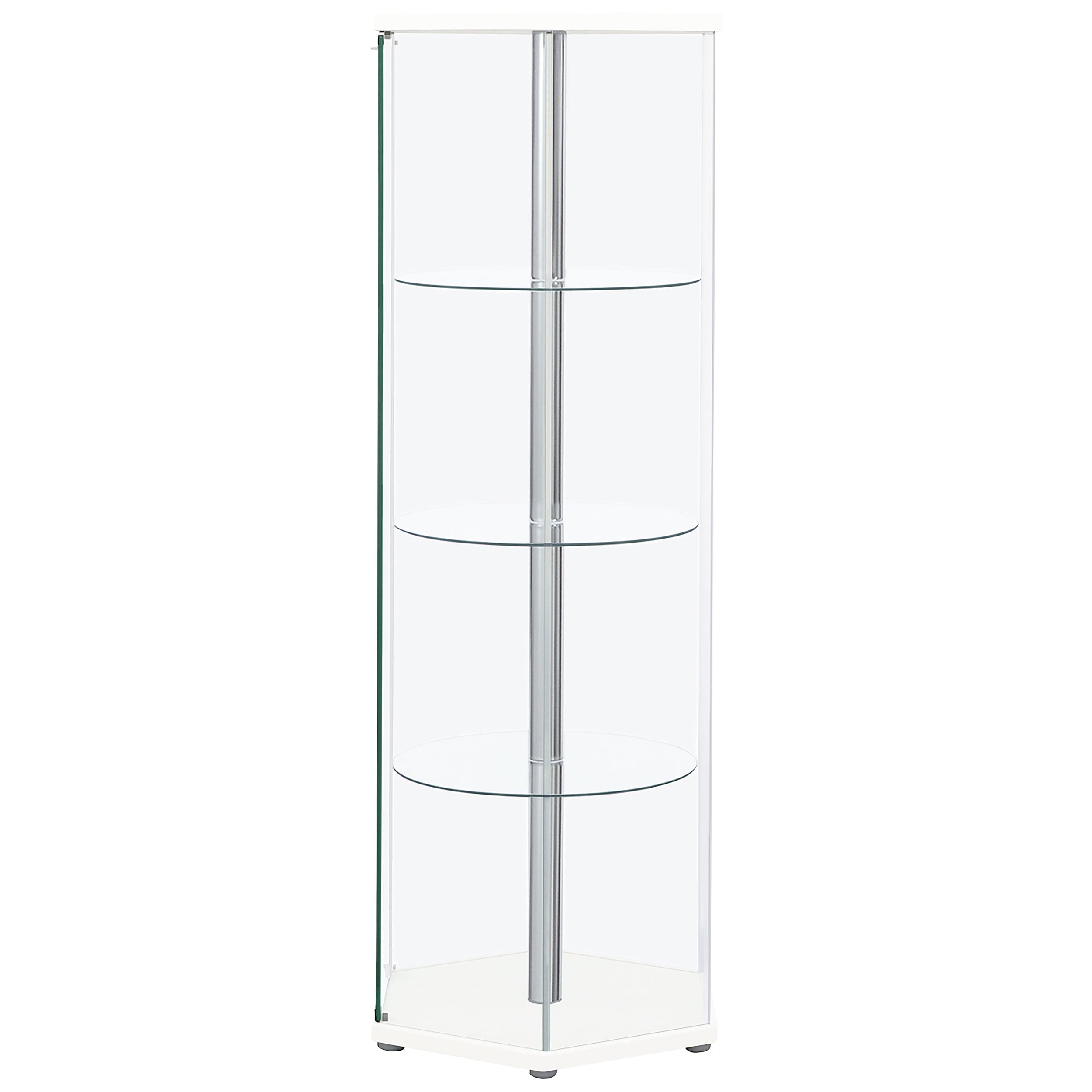 Zahavah 4-shelf Hexagonal Clear Glass Curio Cabinet Black