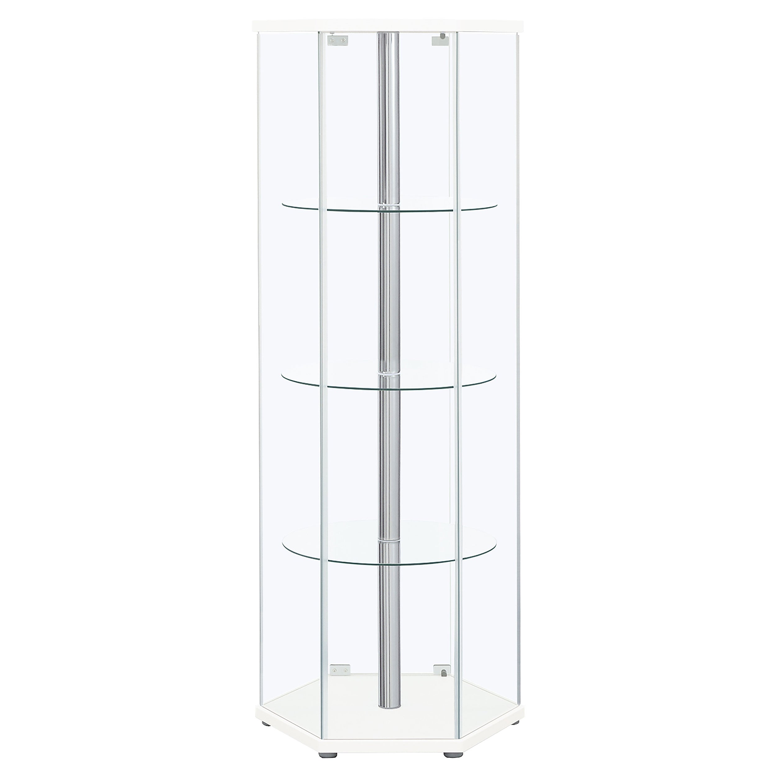 Zahavah 4-shelf Hexagonal Clear Glass Curio Cabinet Black