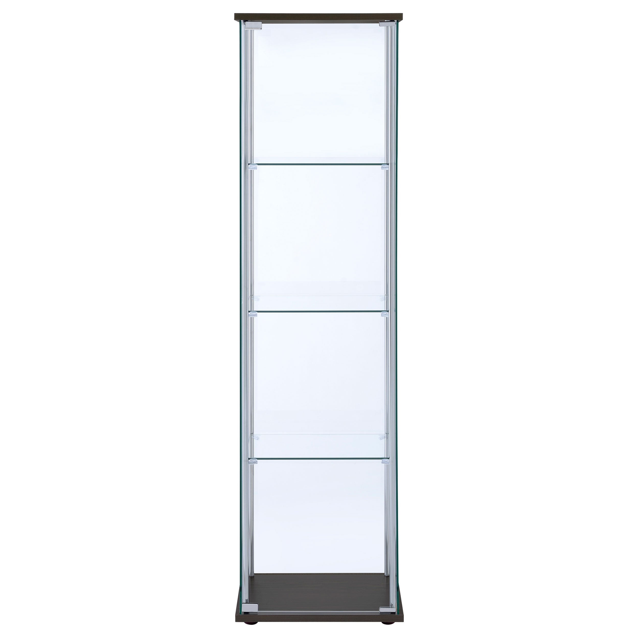 Bellatrix 4-shelf Clear Glass Curio Cabinet Cappuccino