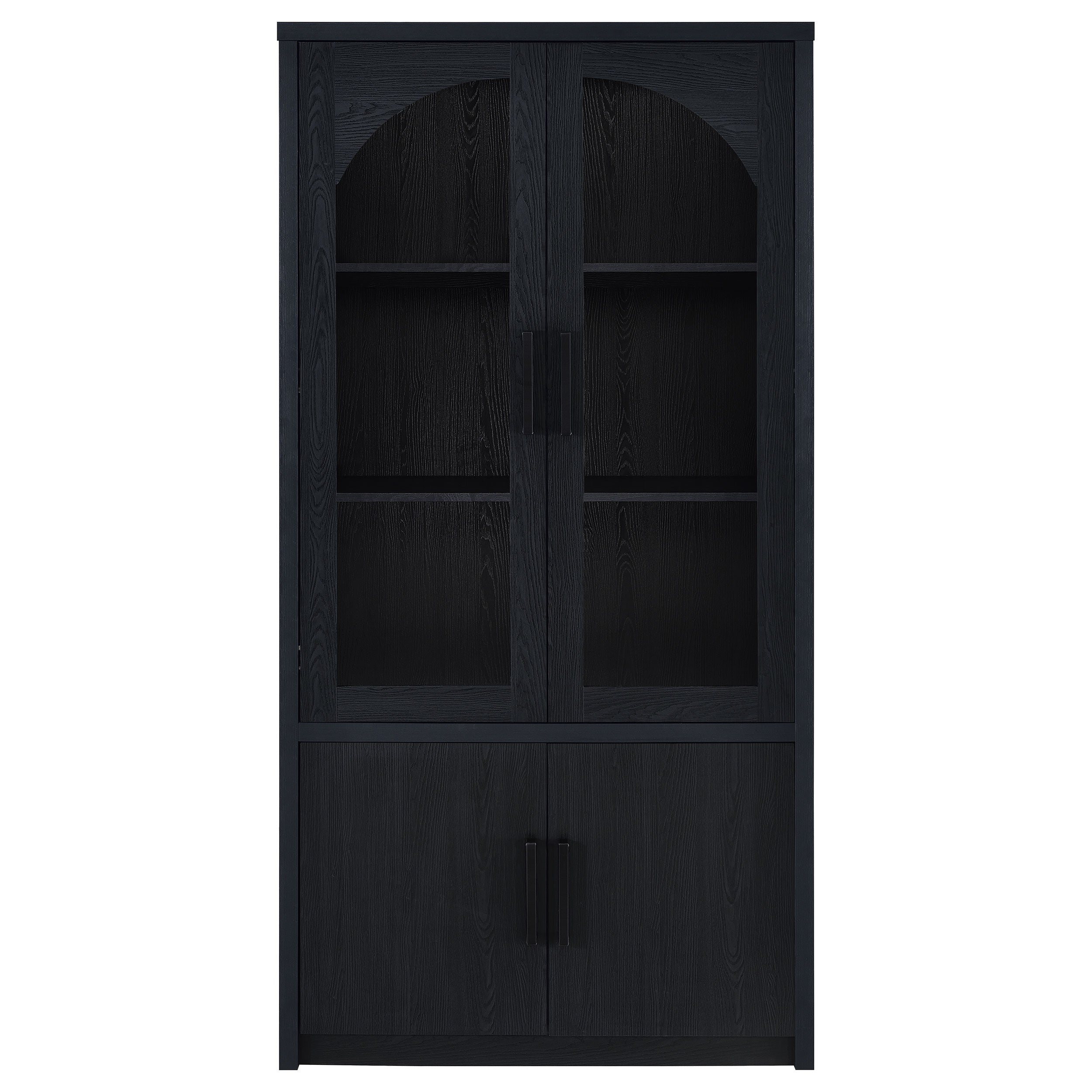 Riva 4-door Tall Accent Display Cabinet LED Lighting Black