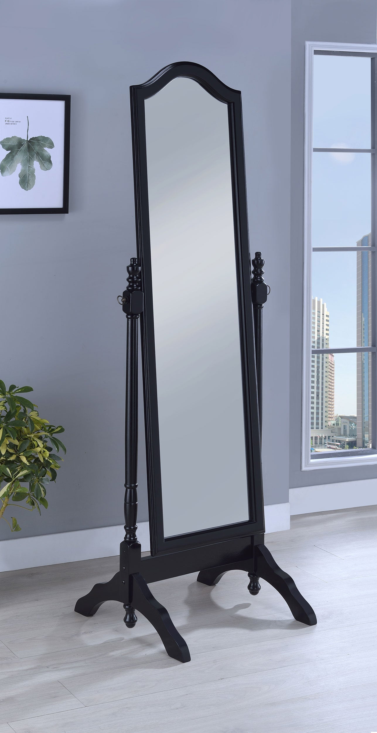 Cabot Wood Adjustable  Length Cheval Mirror Black