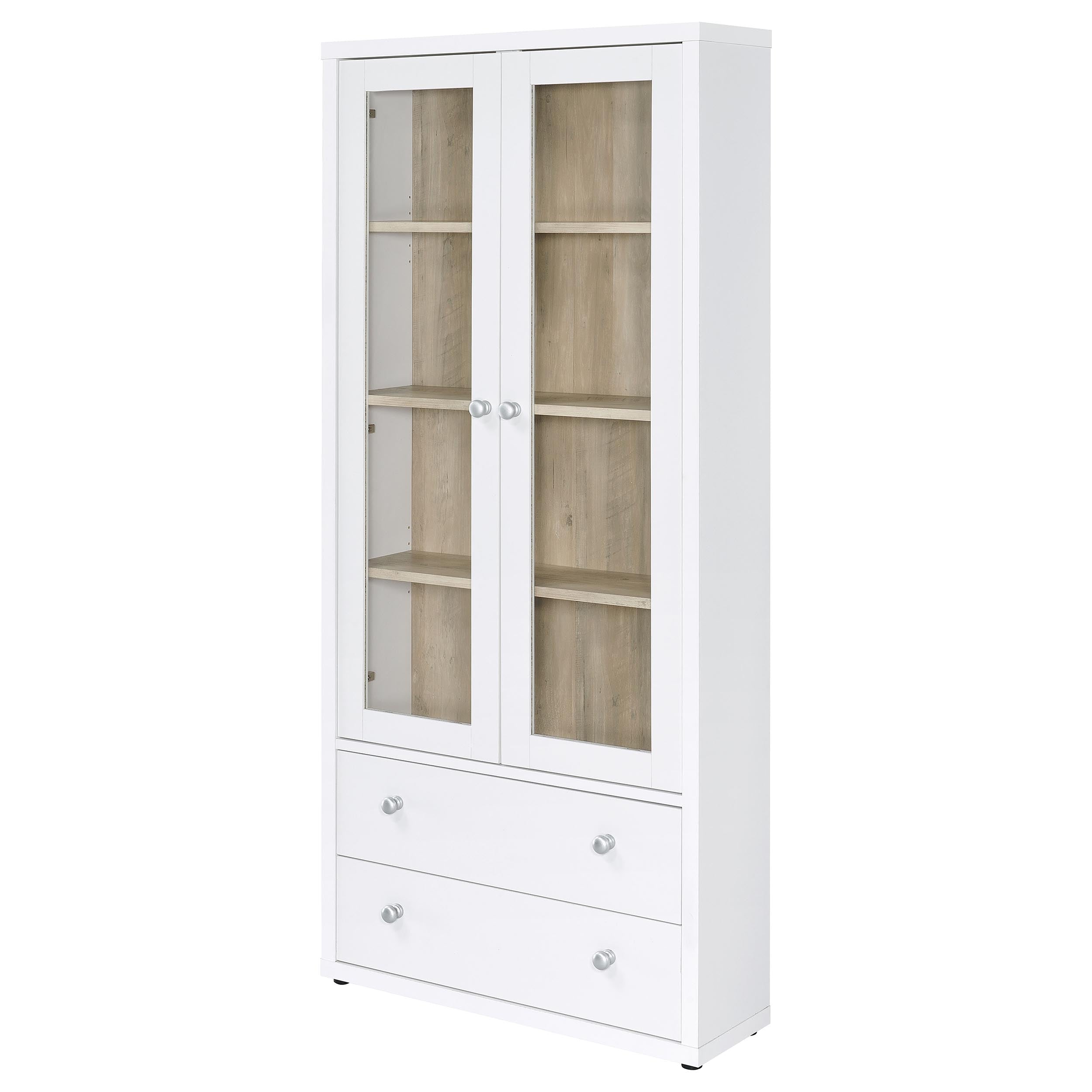 Hawthorne 4-shelf Glass Door Tall Cabinet with Drawers