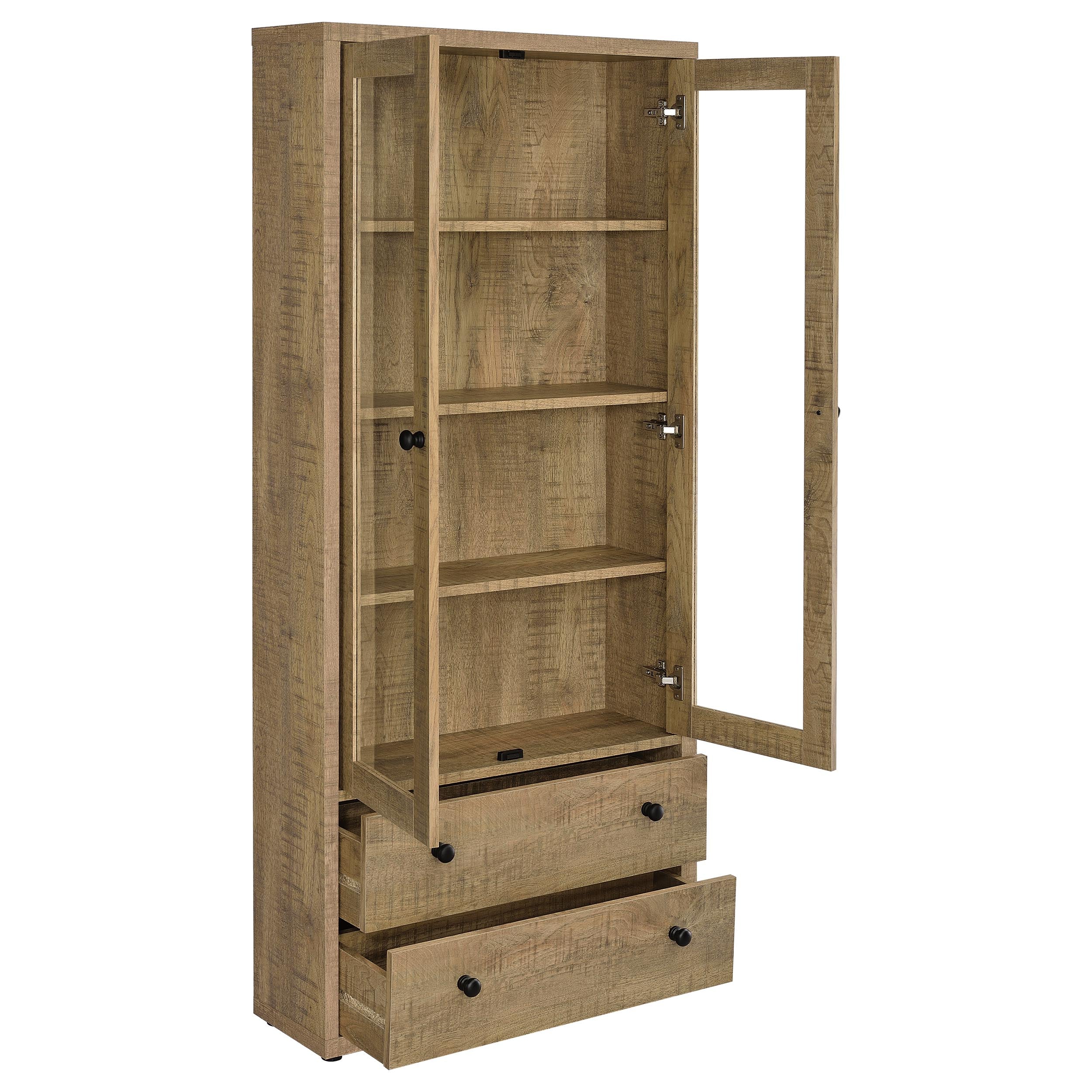 Hawthorne 4-shelf Glass Door Tall Cabinet with Drawers
