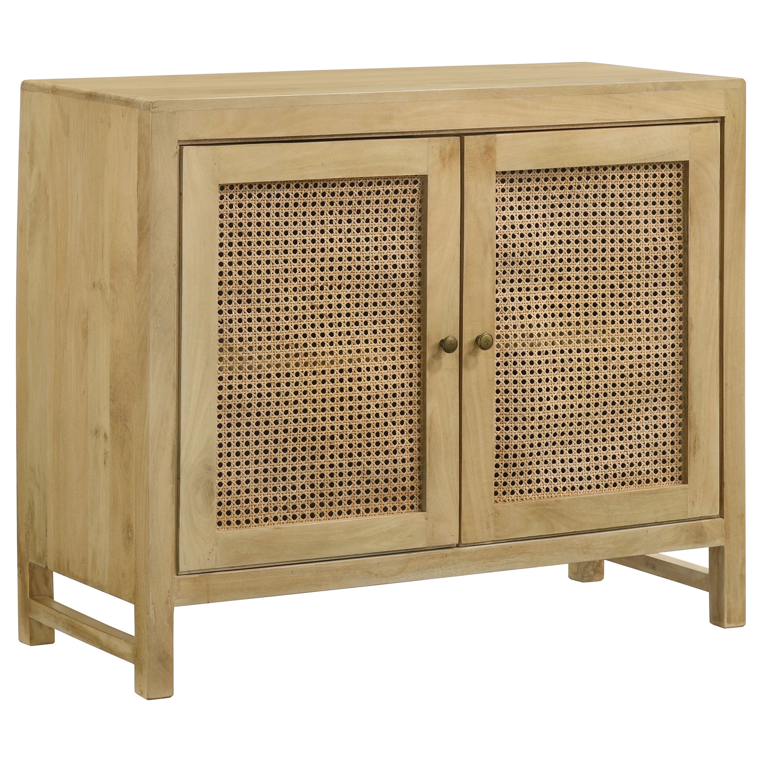 Zamora 3-door Wood Accent Cabinet with Woven Cane Natural