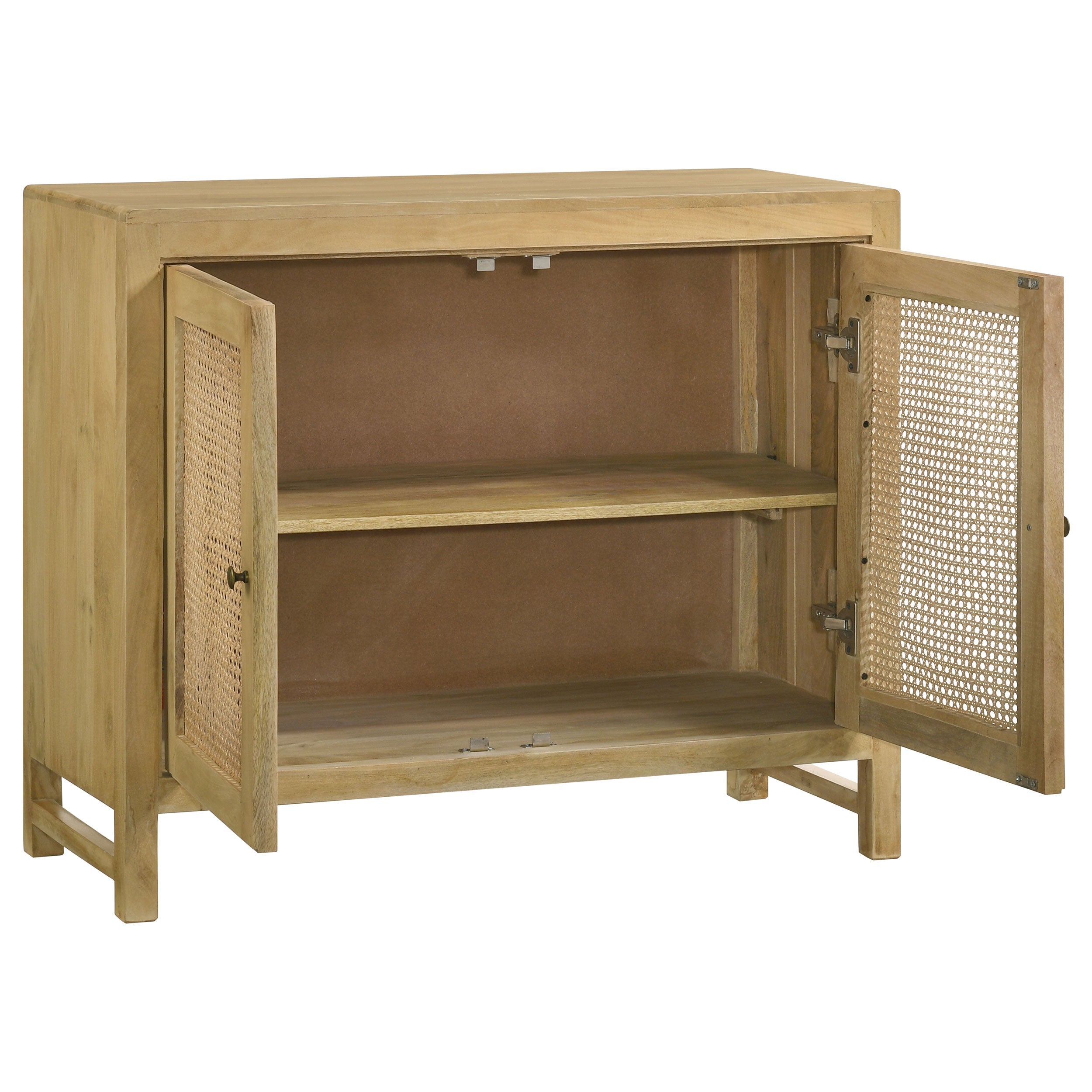 Zamora 3-door Wood Accent Cabinet with Woven Cane Natural