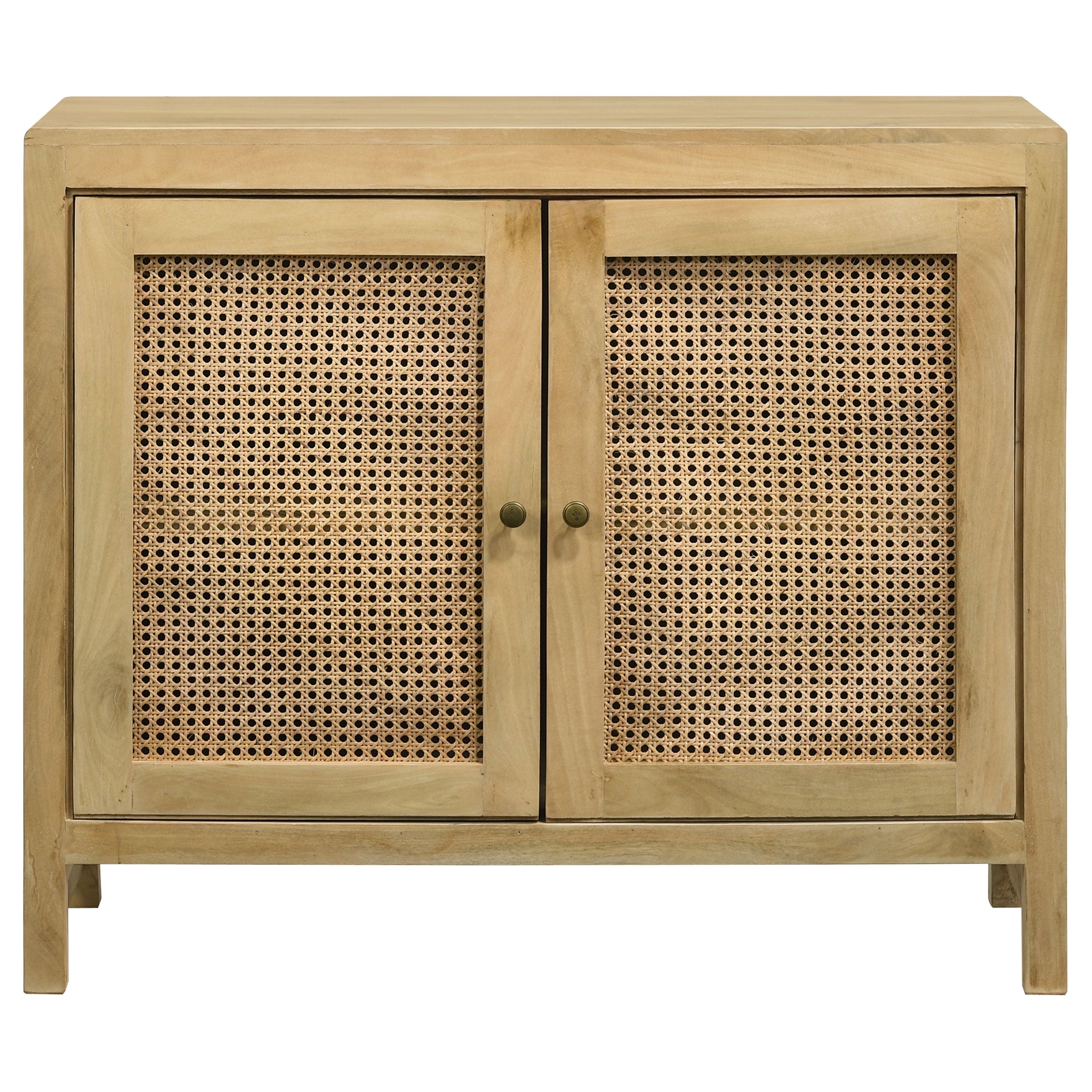 Zamora 3-door Wood Accent Cabinet with Woven Cane Natural
