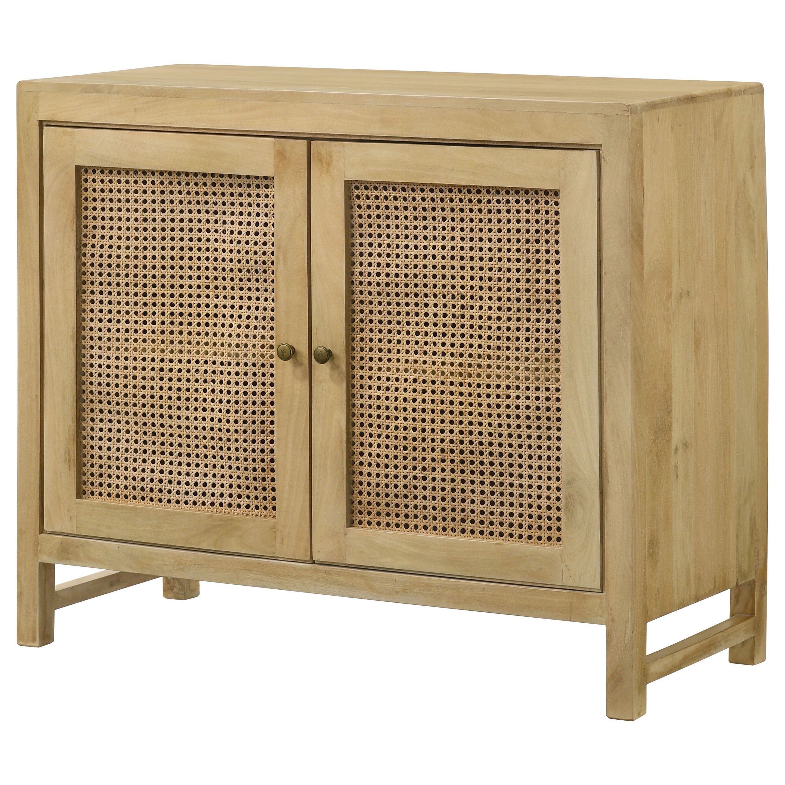 Zamora 3-door Wood Accent Cabinet with Woven Cane Natural