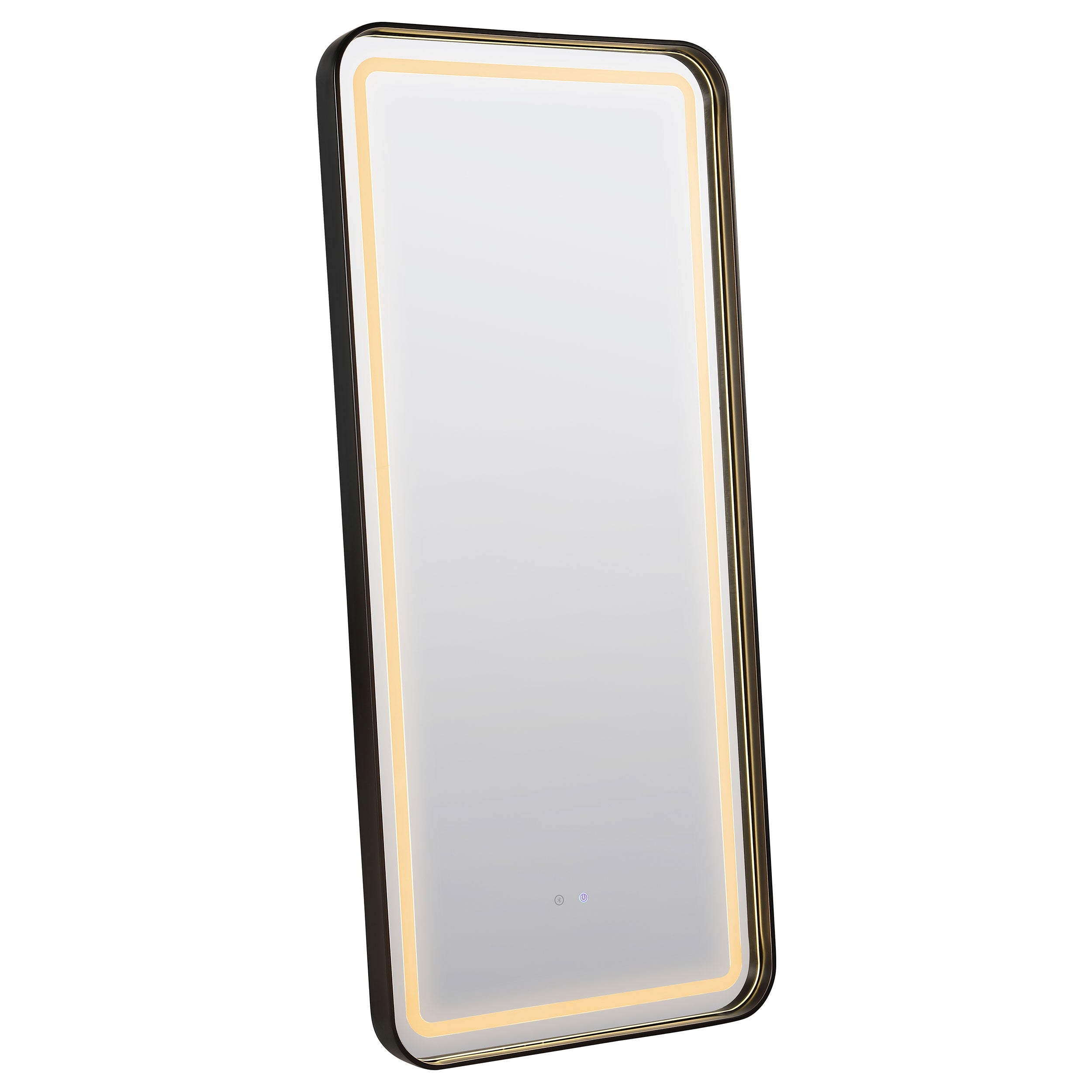 Glendora LED Standing Mirror with Bluetooth Speaker Black