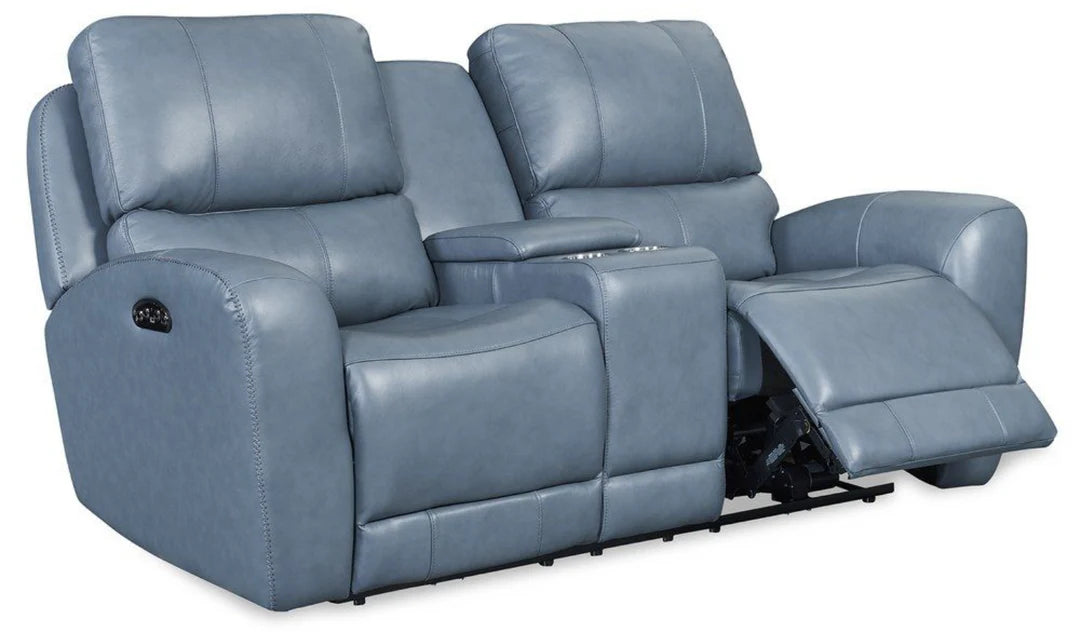 Bel Air Power Reclining Loveseat With Middle Console Persian Blue P2