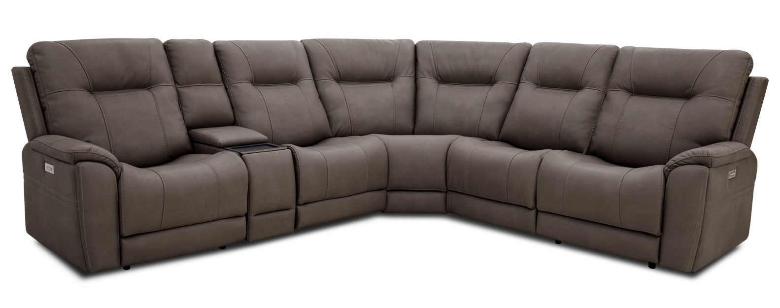 Cannock Smoke Reclining Sectional with adjustable headrest, lumbar and zero gravity (3 reclining seats)