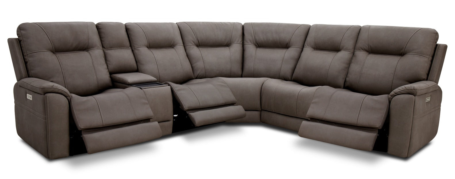 Cannock Smoke Reclining Sectional with adjustable headrest, lumbar and zero gravity (3 reclining seats)