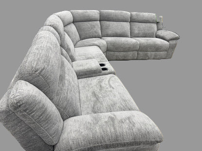Lucy Dove Power Reclining Sectional Sofa, Gray Fabric