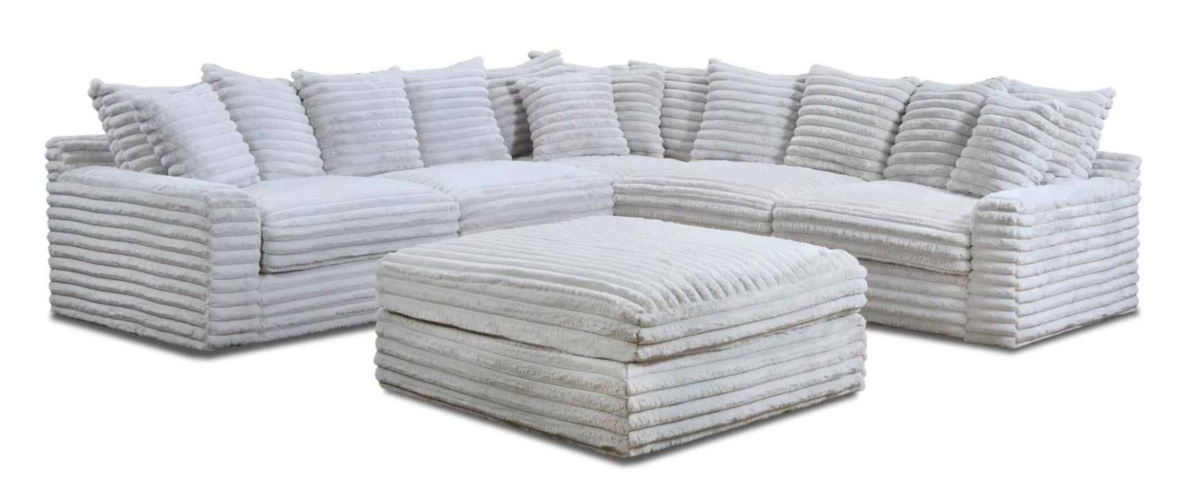 Julia Fog Corduroy 3 Piece Sectional With Ottoman