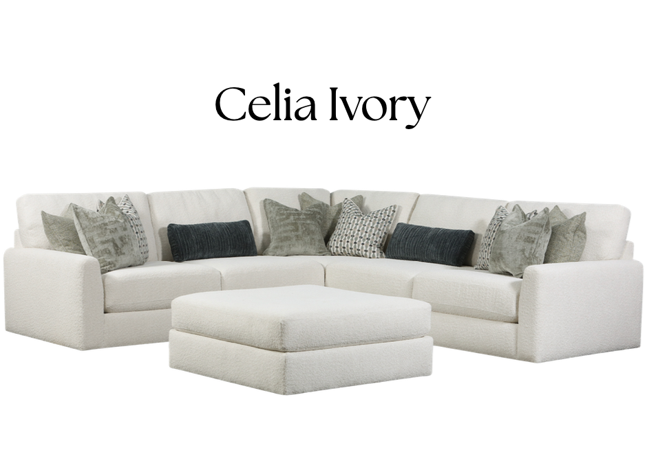 Behold Select 5-Piece Celia Ivory Sectional Sofa with Ottoman