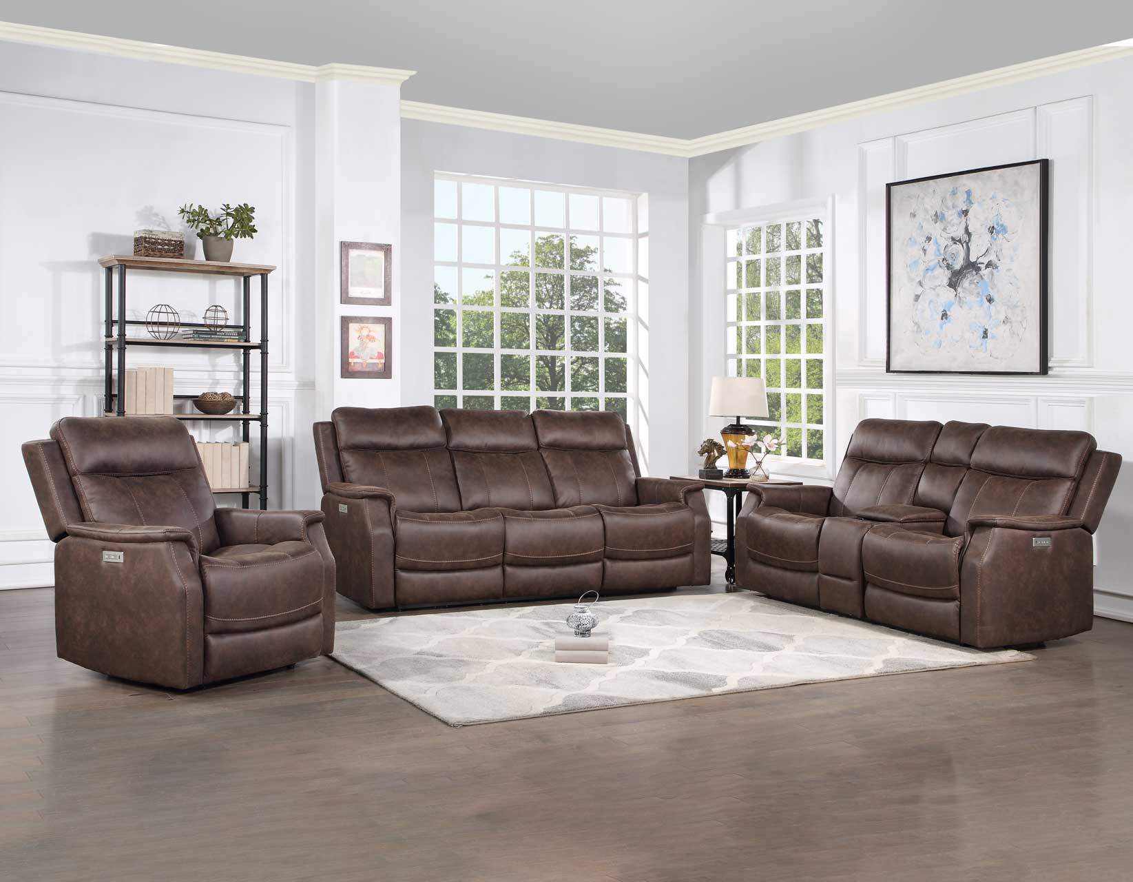 Valencia 3-Piece Dual-Power Walnut Reclining Set (Sofa, Loveseat & Chair)