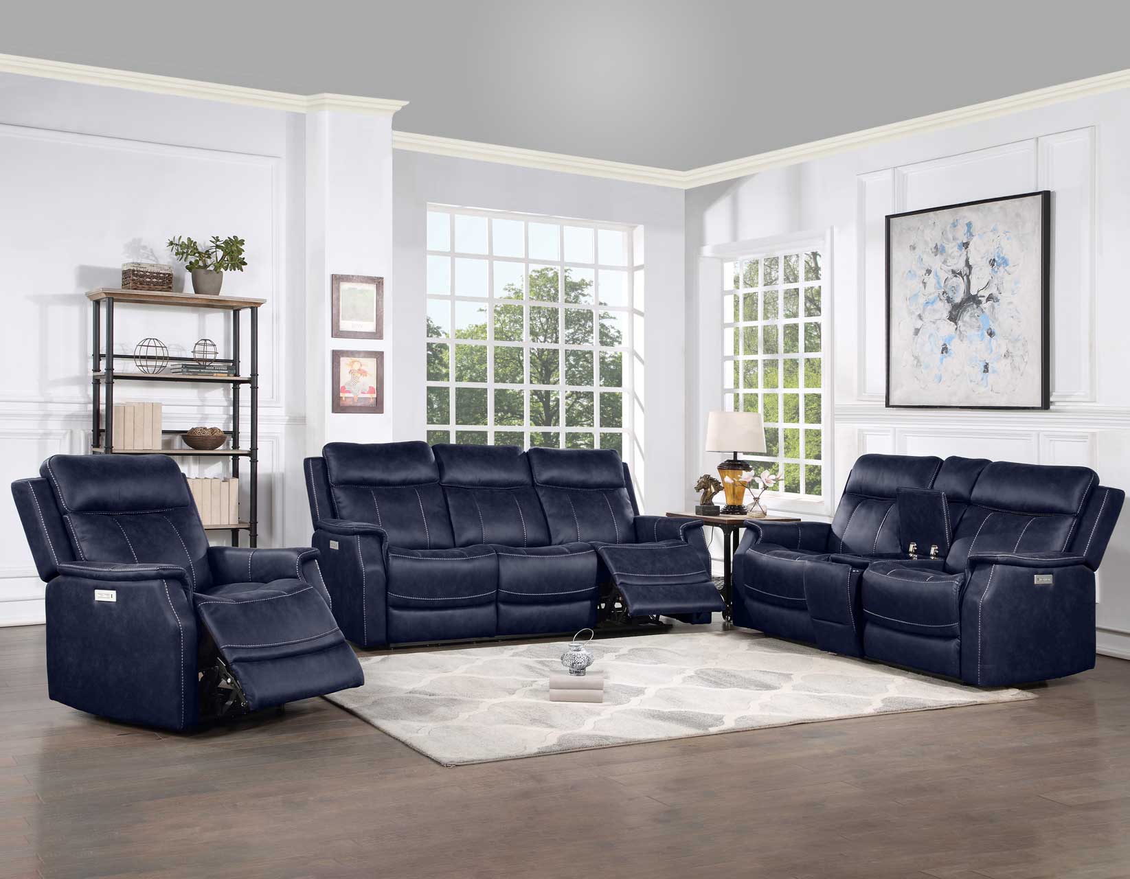 Valencia 2-Piece Dual-Power Ocean Blue Reclining Set (Sofa, Loveseat)