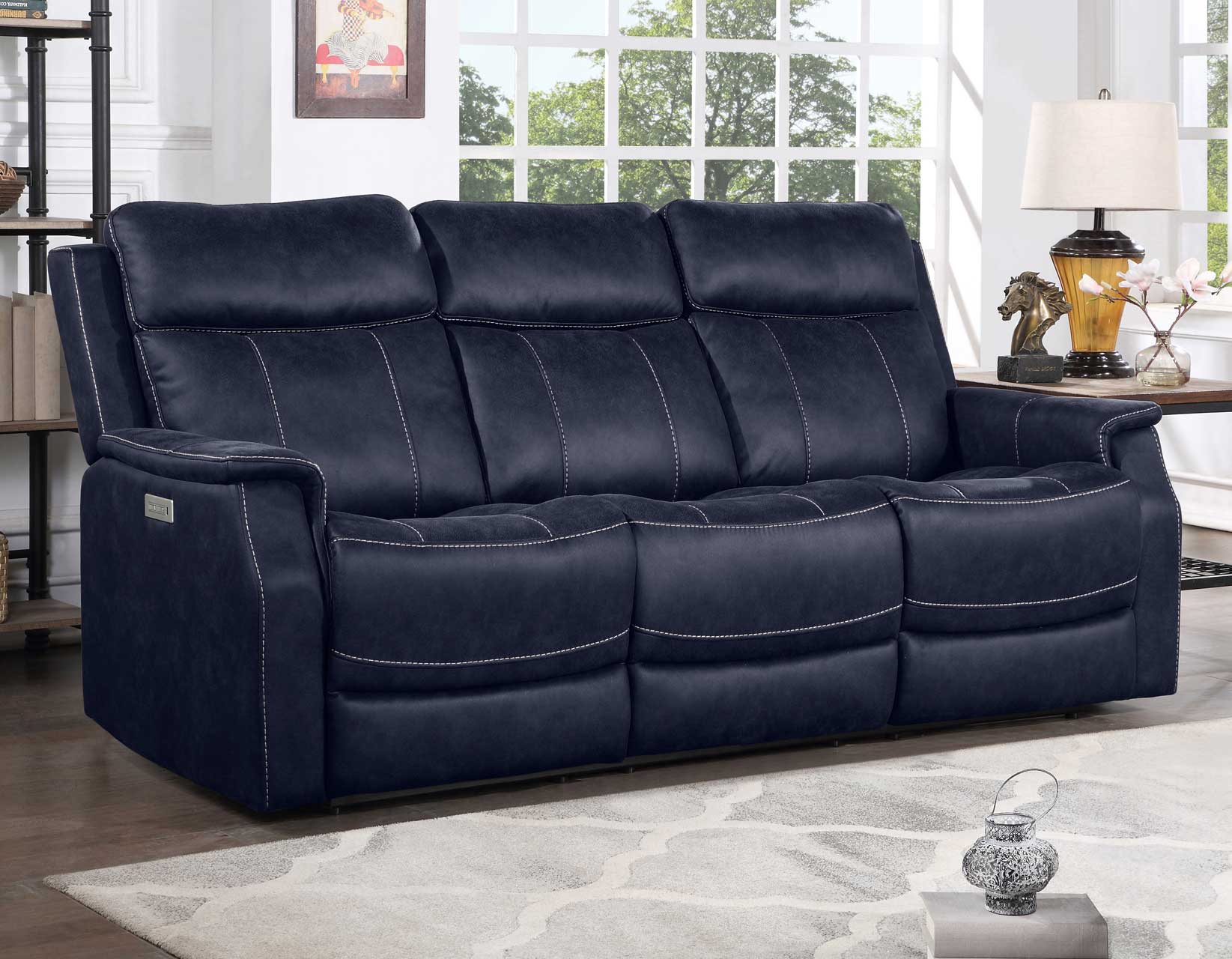 Valencia 2-Piece Dual-Power Ocean Blue Reclining Set (Sofa, Loveseat)