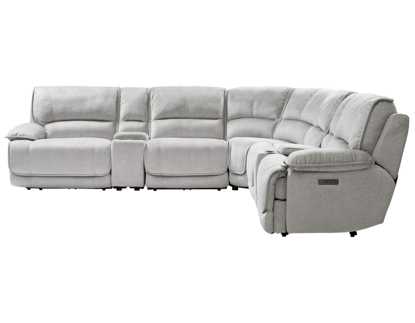 Olsen 6-Piece Reclining Sectional, Dual-Power Zero-Gravity Reclining, Silver