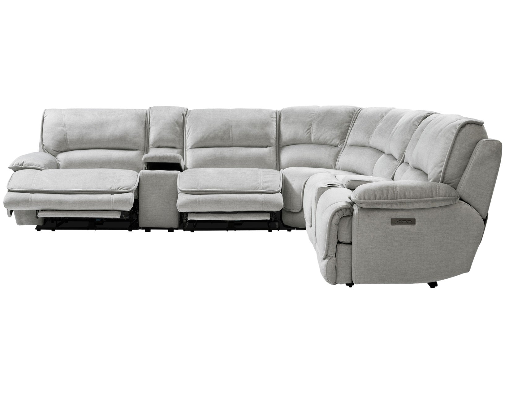 Olsen 6-Piece Reclining Sectional, Dual-Power Zero-Gravity Reclining, Silver
