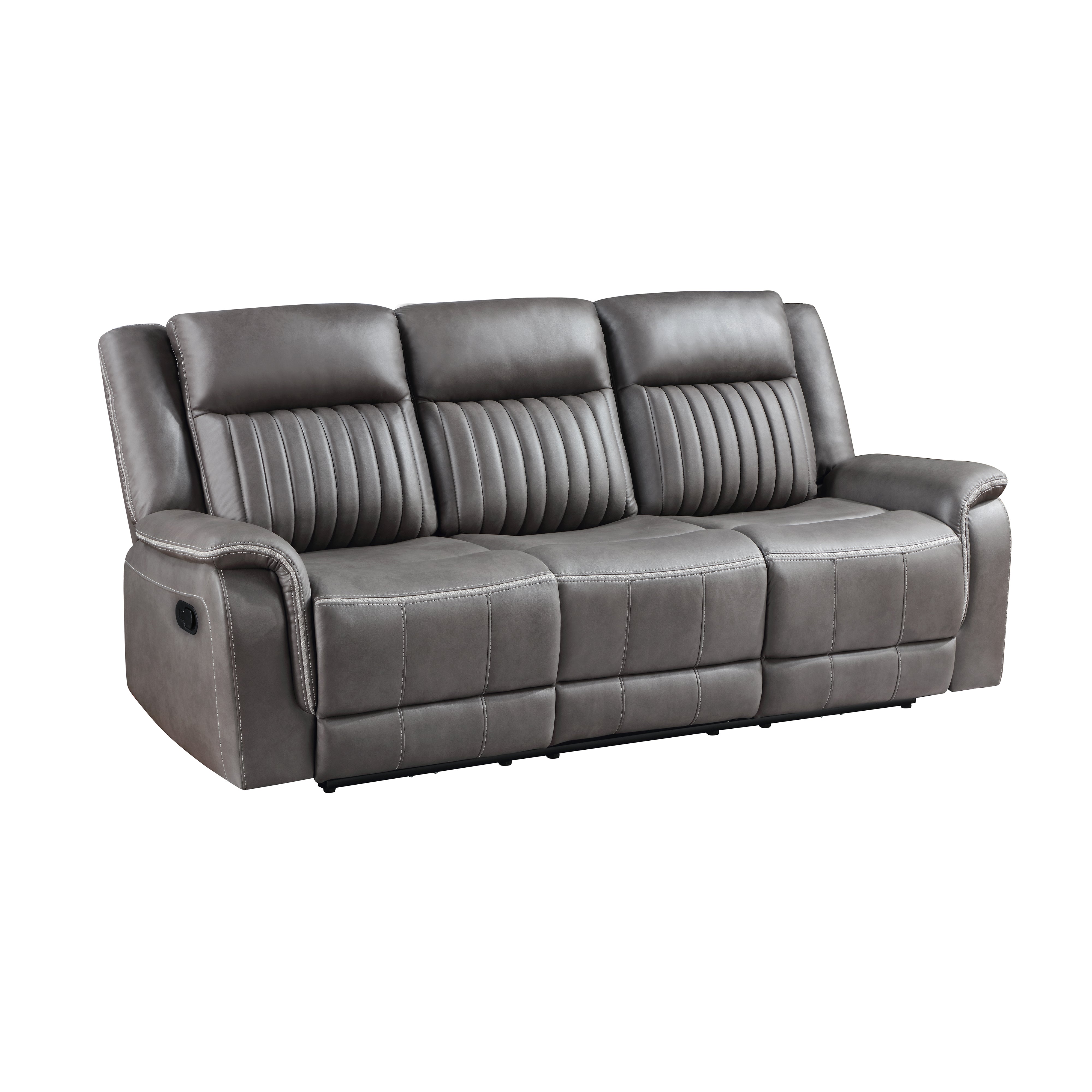 Eclipse Charcoal Manual Reclining Sofa and Loveseat set, gray microfiber