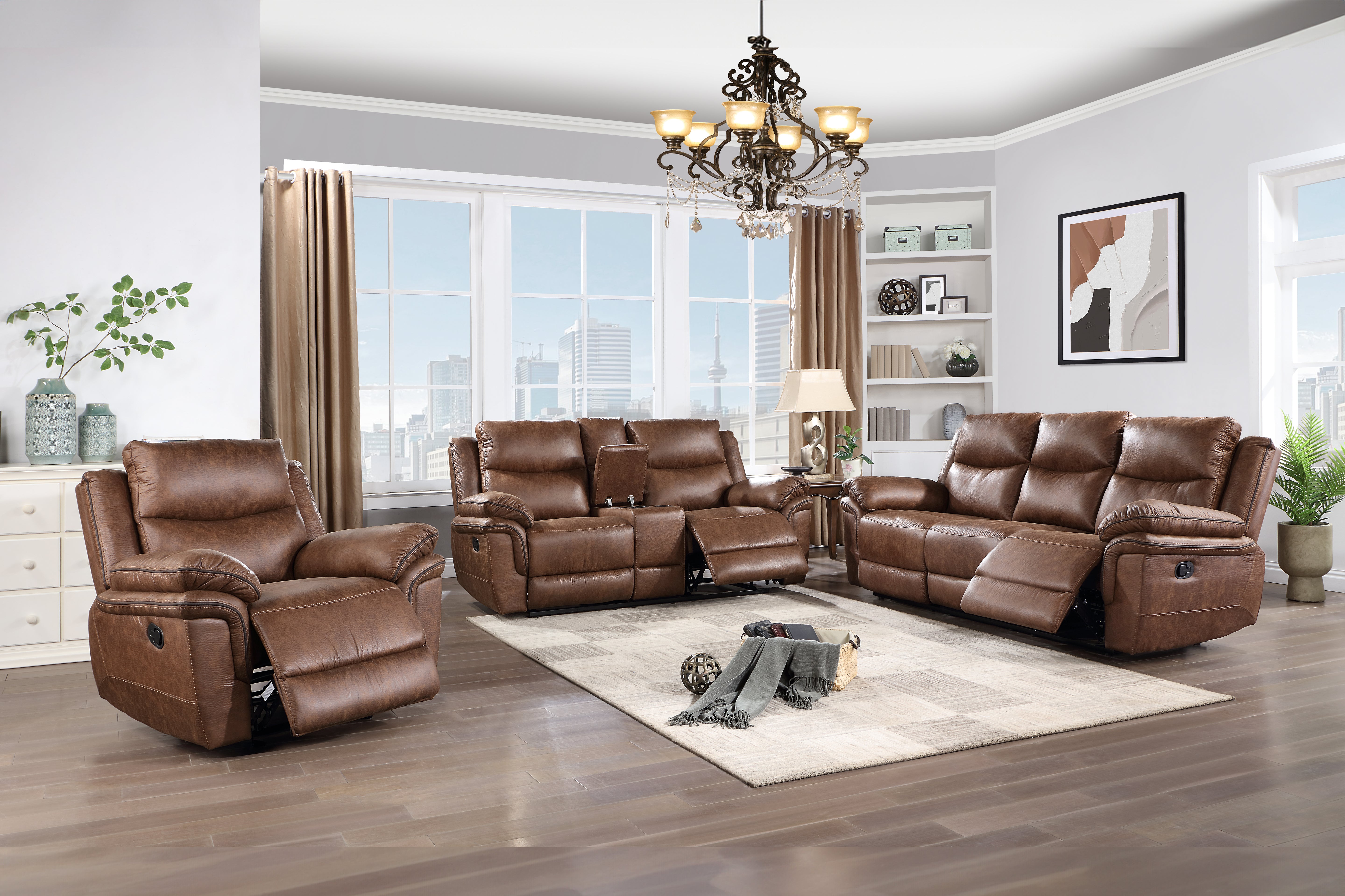 Ryland Manual Reclining Sofa and Loveseat Set