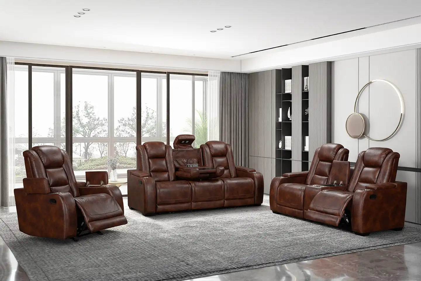 Chester Brown Manual Reclining Sofa and Loveseat Set