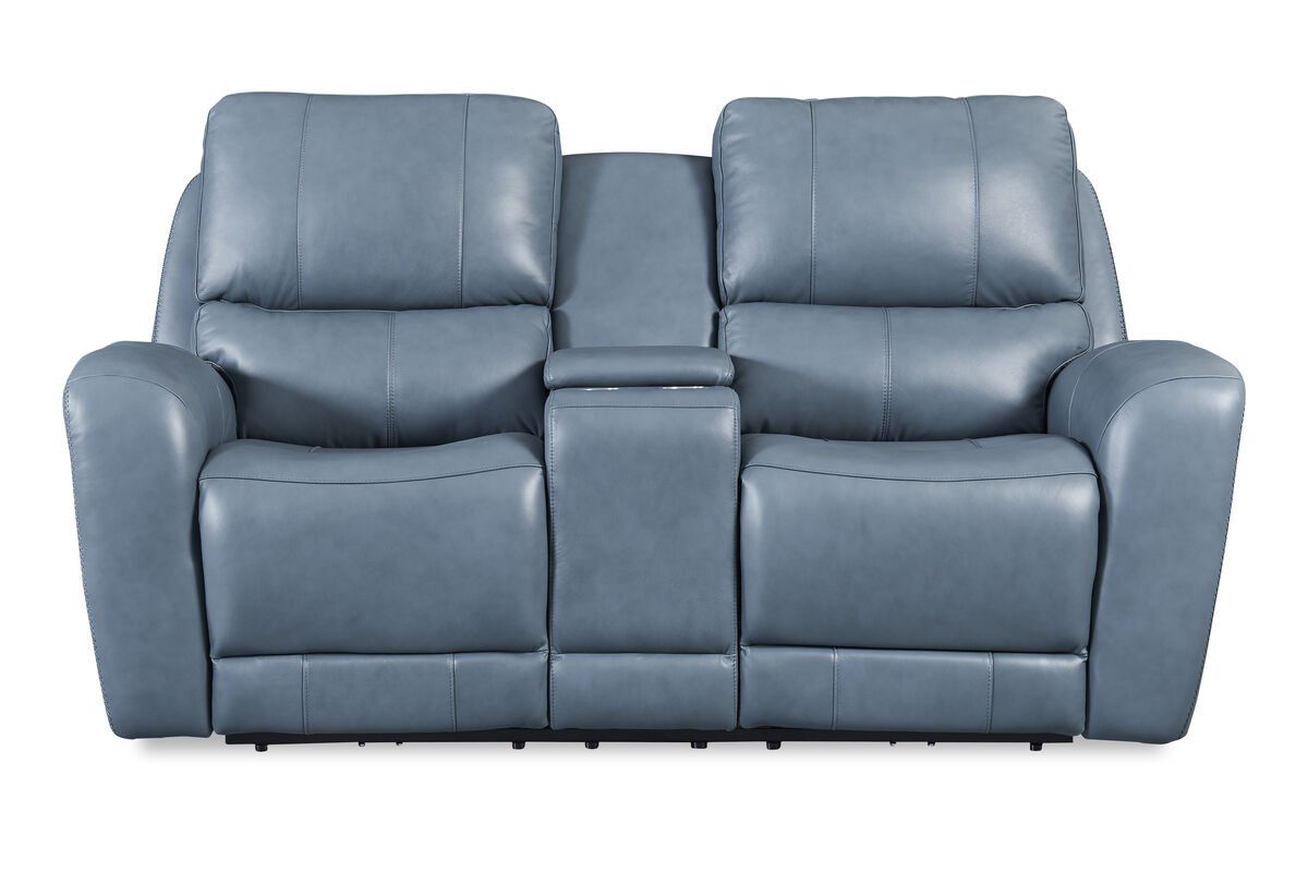 Bel Air Dual Power Reclining Loveseat With Middle Console, Persian Blue