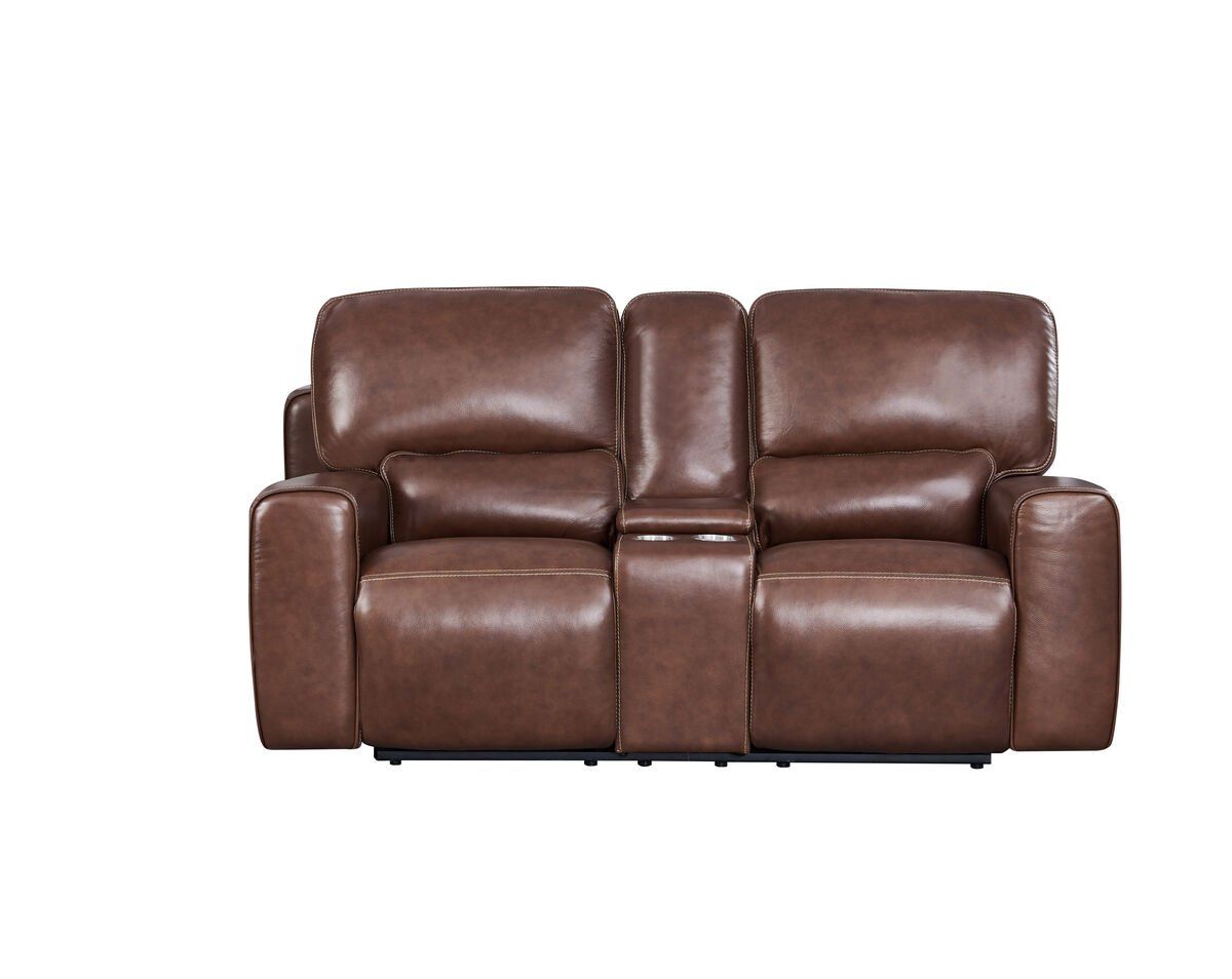 Broadway Power Reclining Loveseat - Brown Leather P2