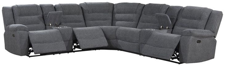 Redondo Manual Reclining Sectional, Gray