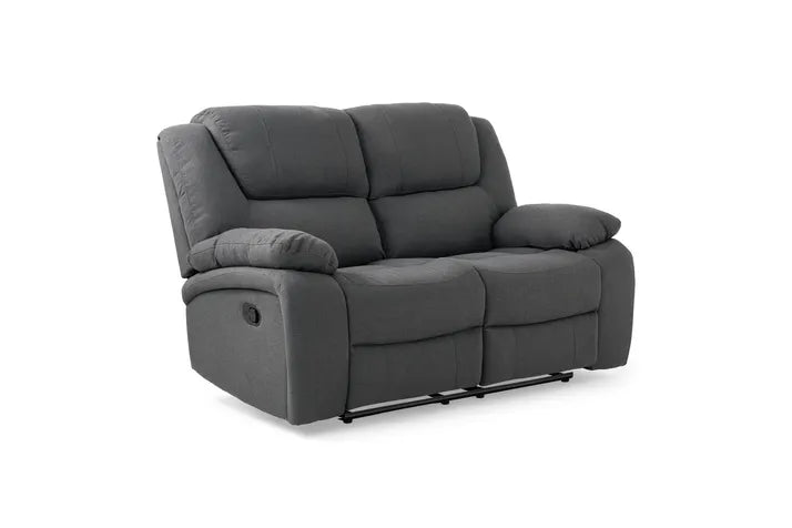 London Charcoal Reclining Sofa and Loveseat Set, gray fabric