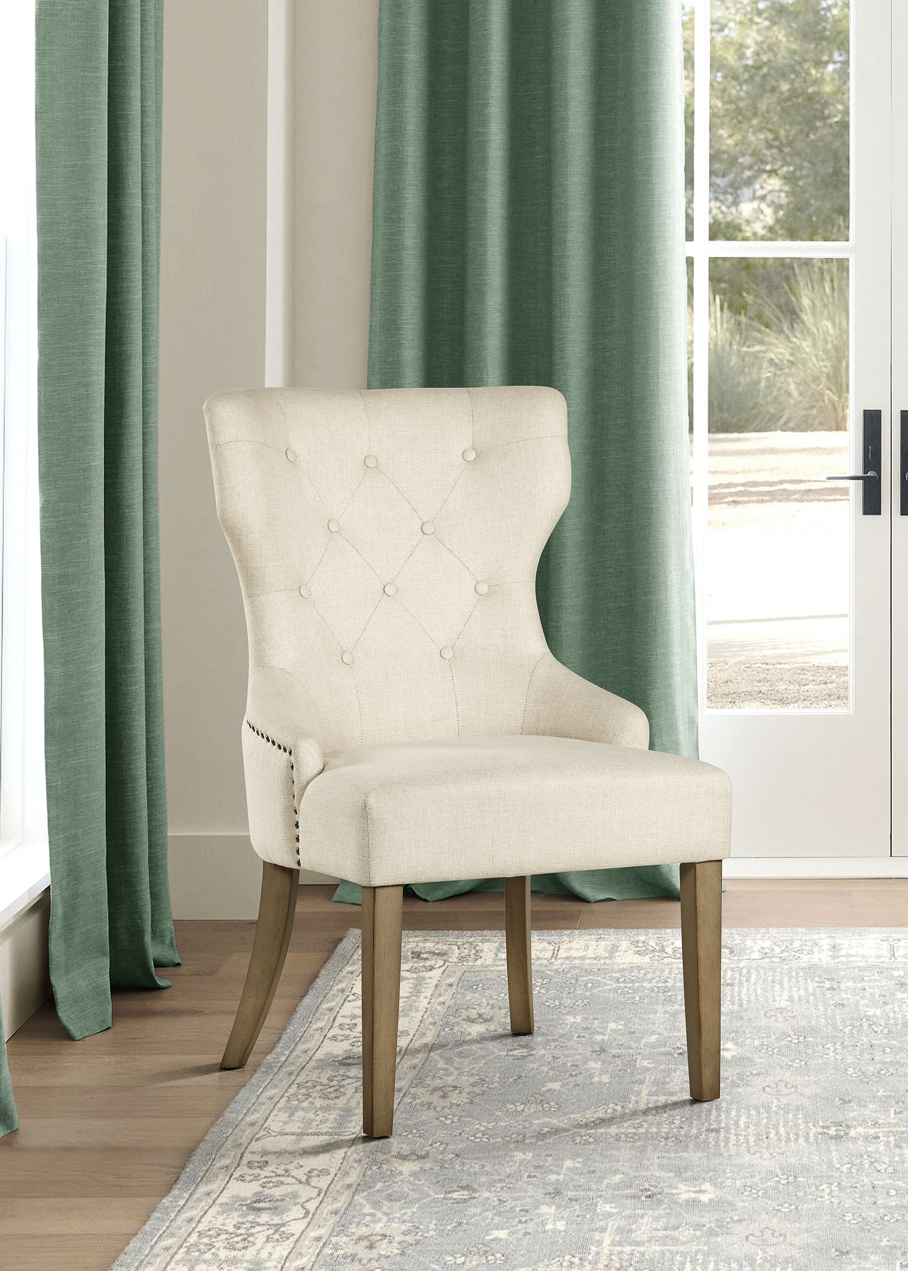 Baney Fabric Upholstered Dining Side Chair Beige and Black