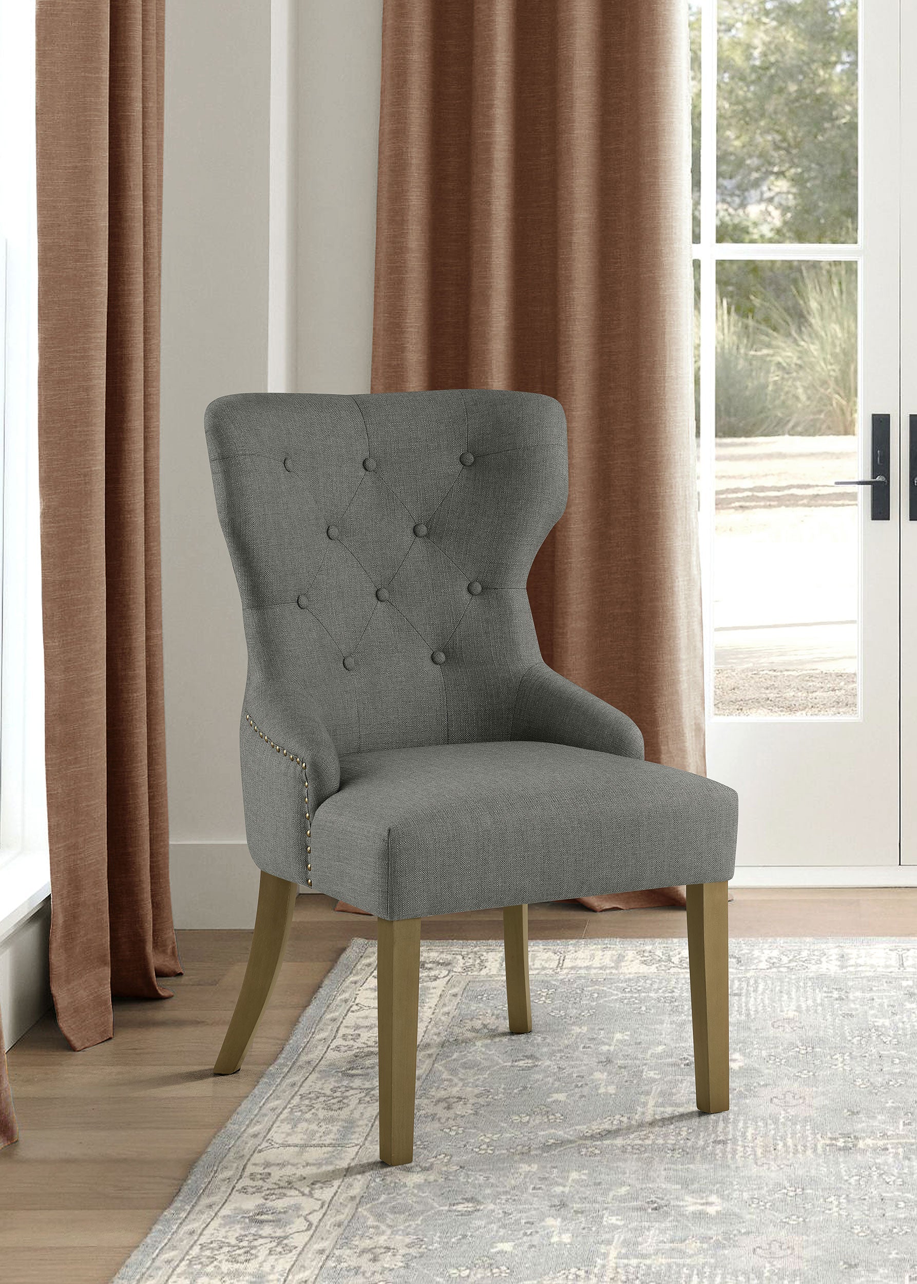 Baney Fabric Upholstered Dining Side Chair Beige and Black