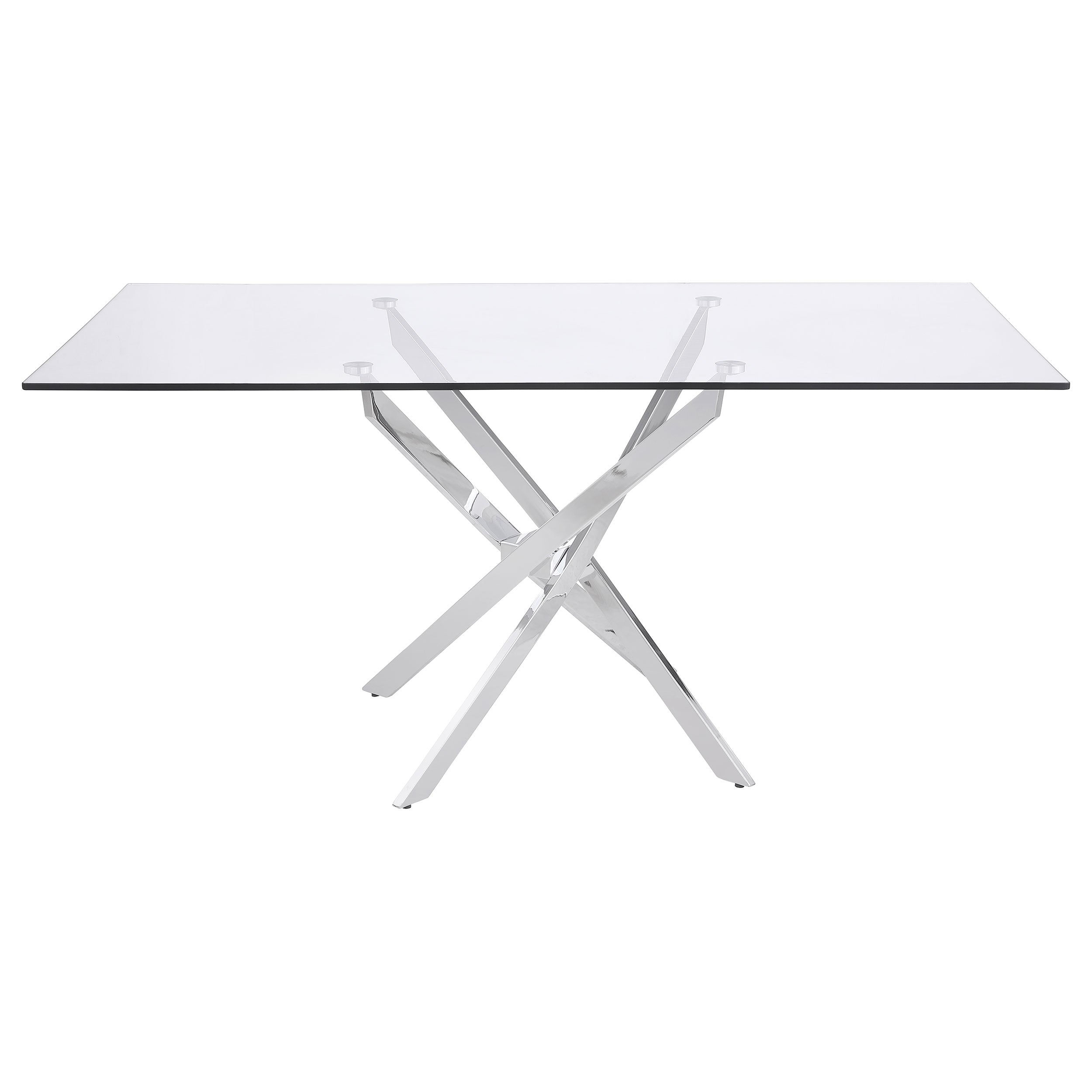 Carmelo  Rectangular Glass Top Dining Set Chrome