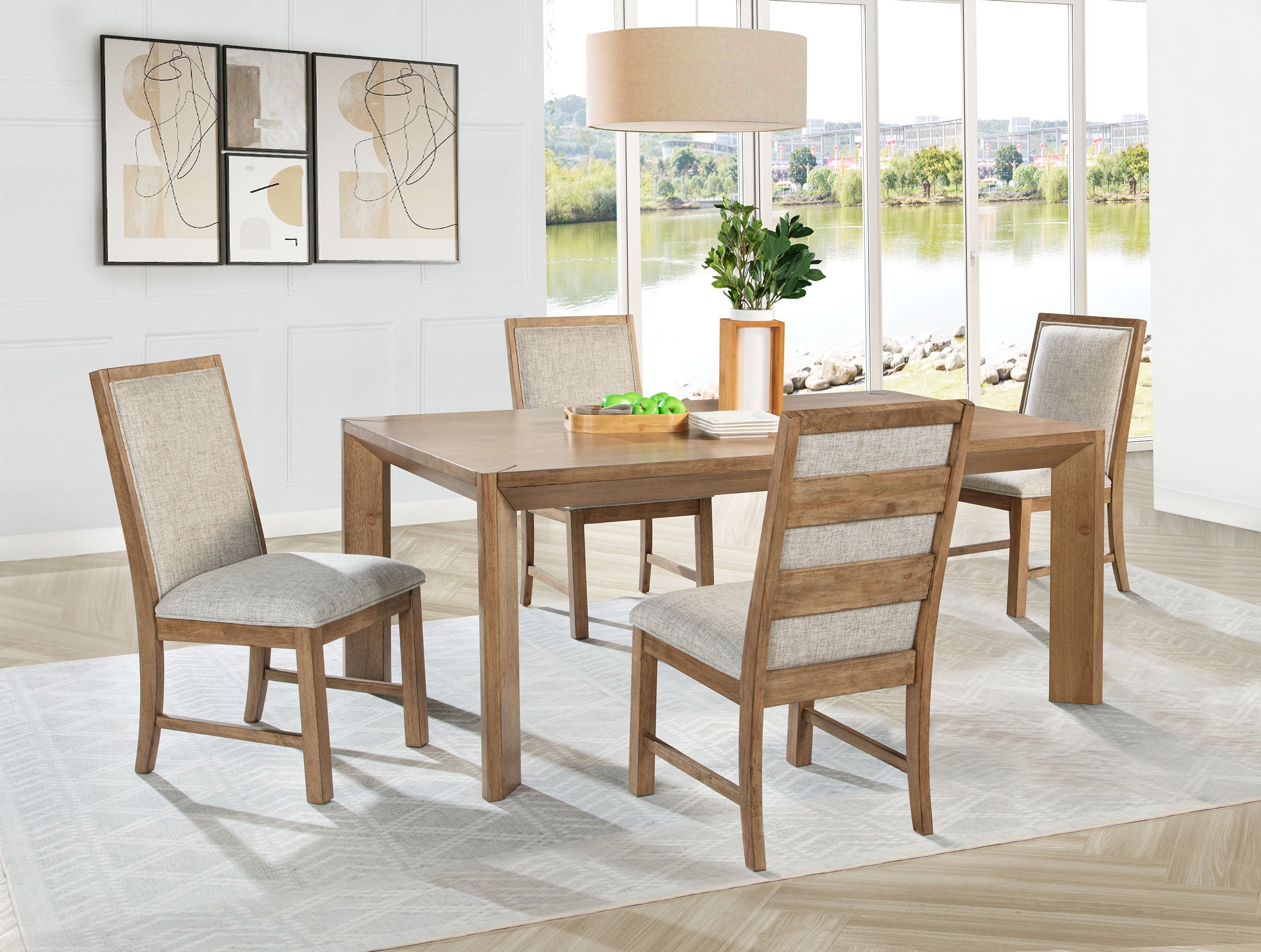 Bruner  72-inch Rectangular Dining Set Natural Brown