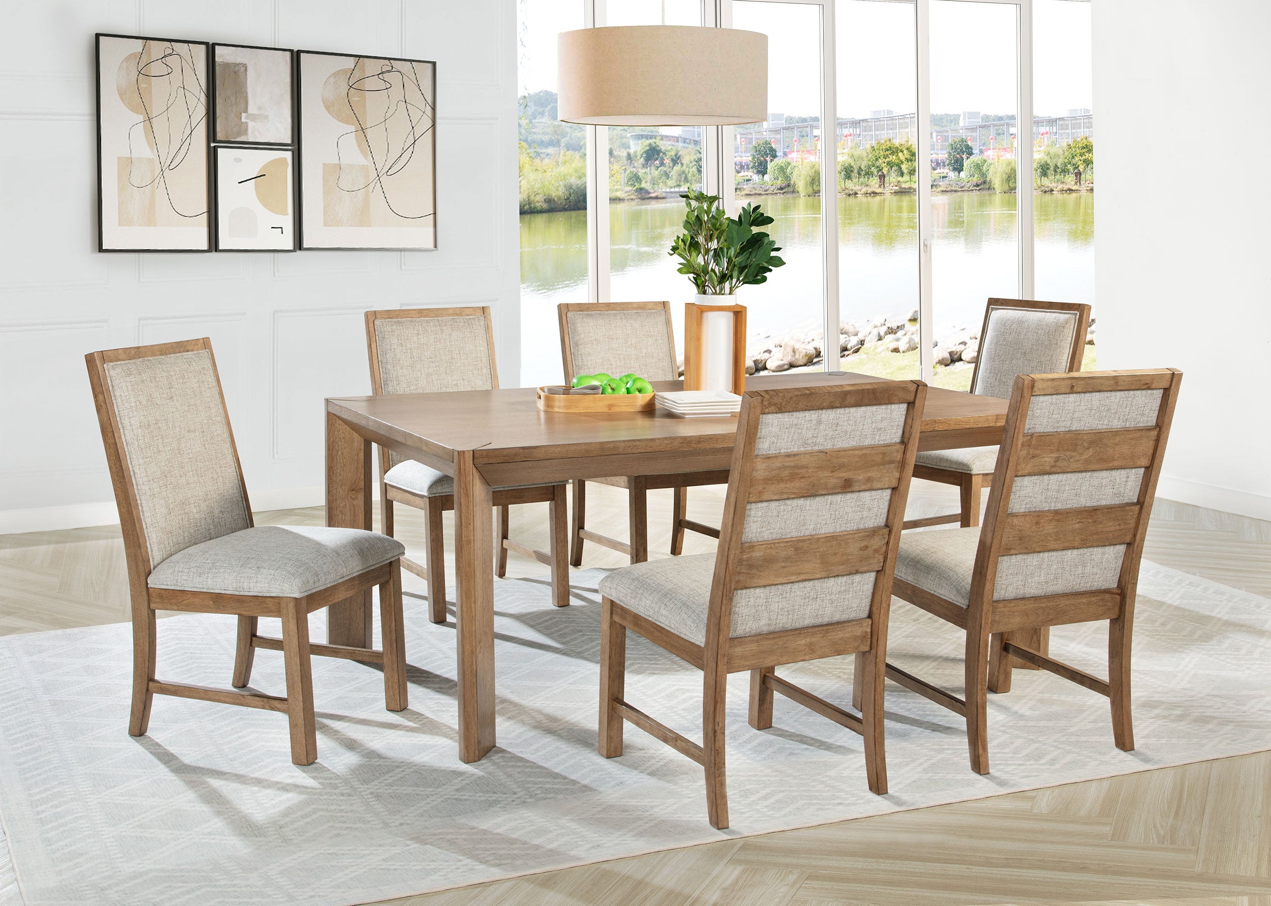 Bruner  72-inch Rectangular Dining Set Natural Brown