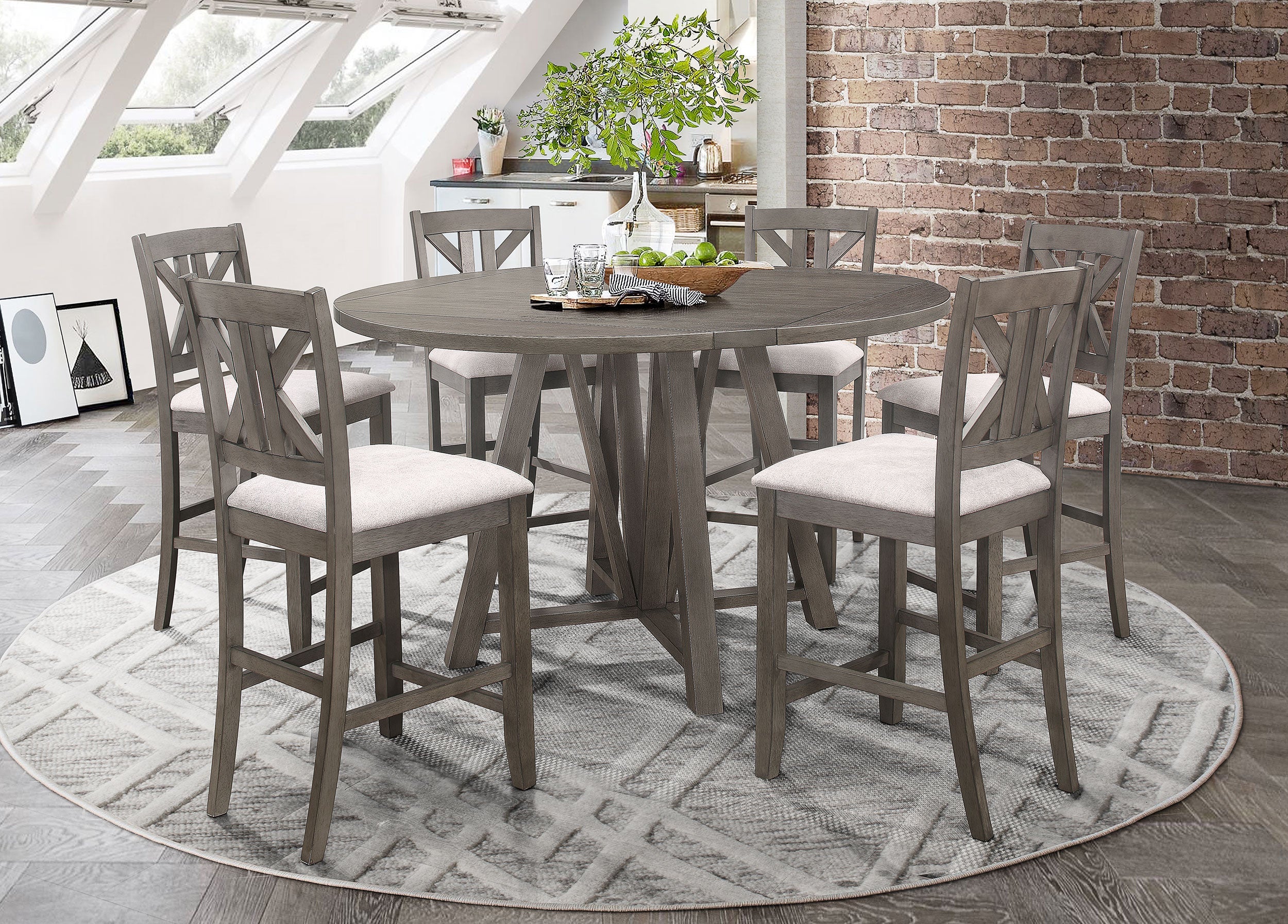 Athens  Drop Leaf Counter Height Dining Set Barn Grey