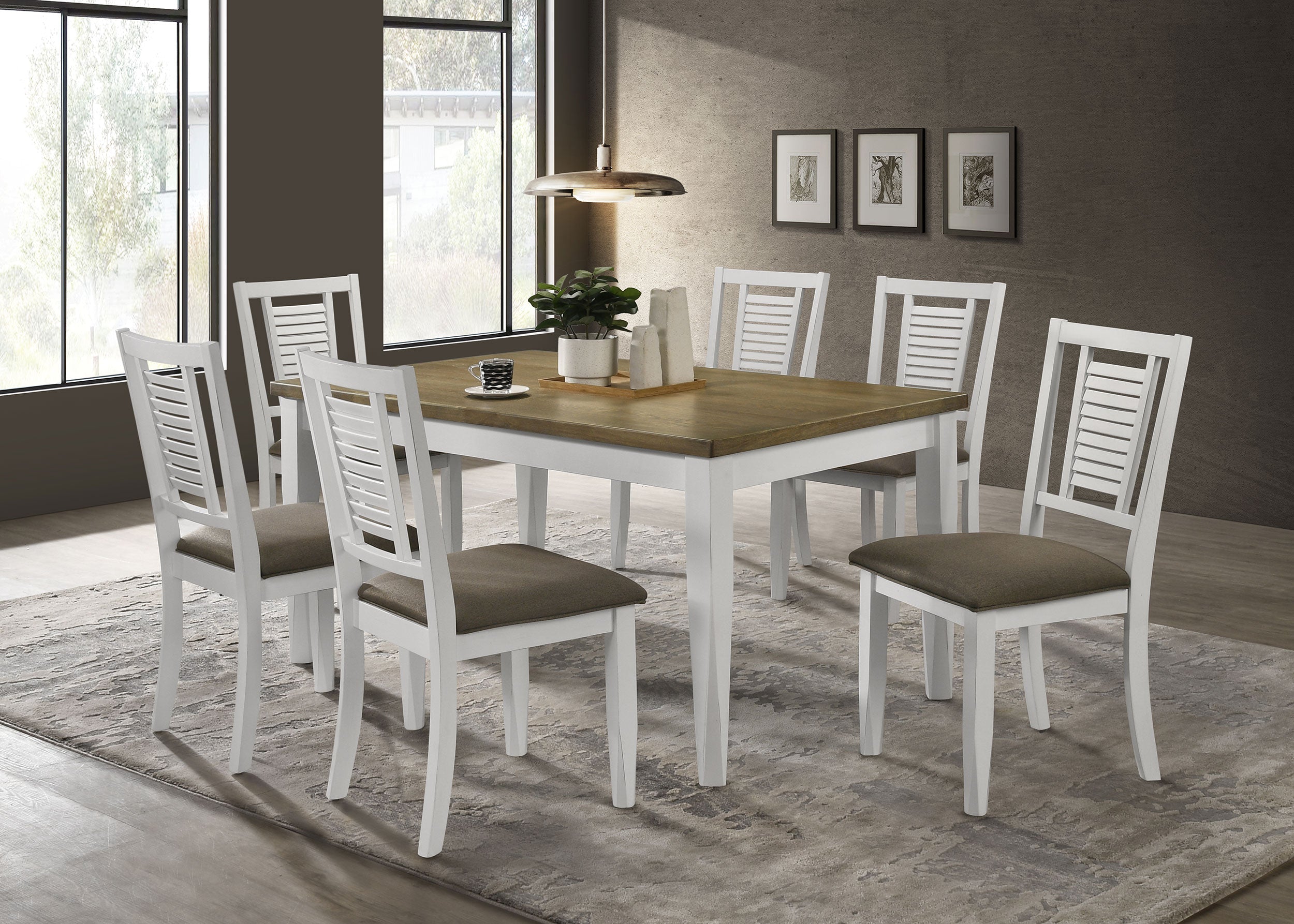 Appleton Rectangular Dining Set Distressed White