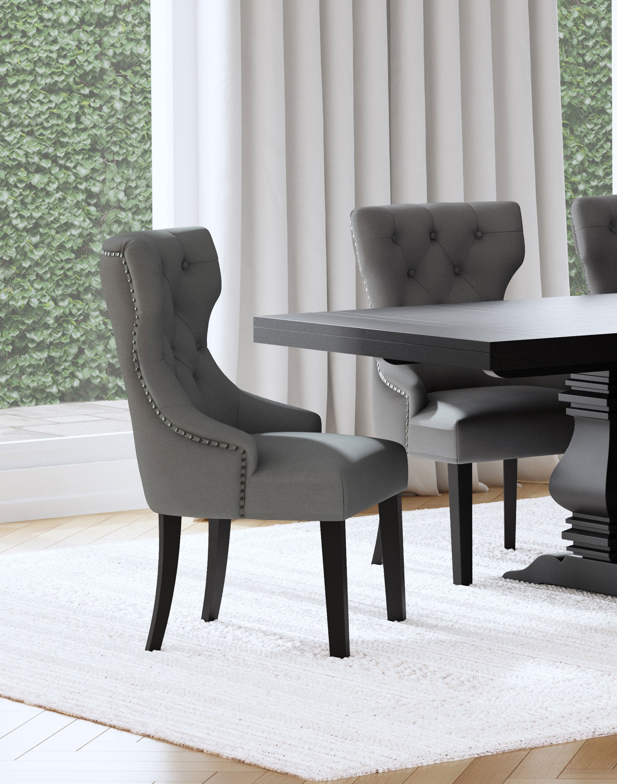Baney Fabric Upholstered Dining Side Chair Beige and Black