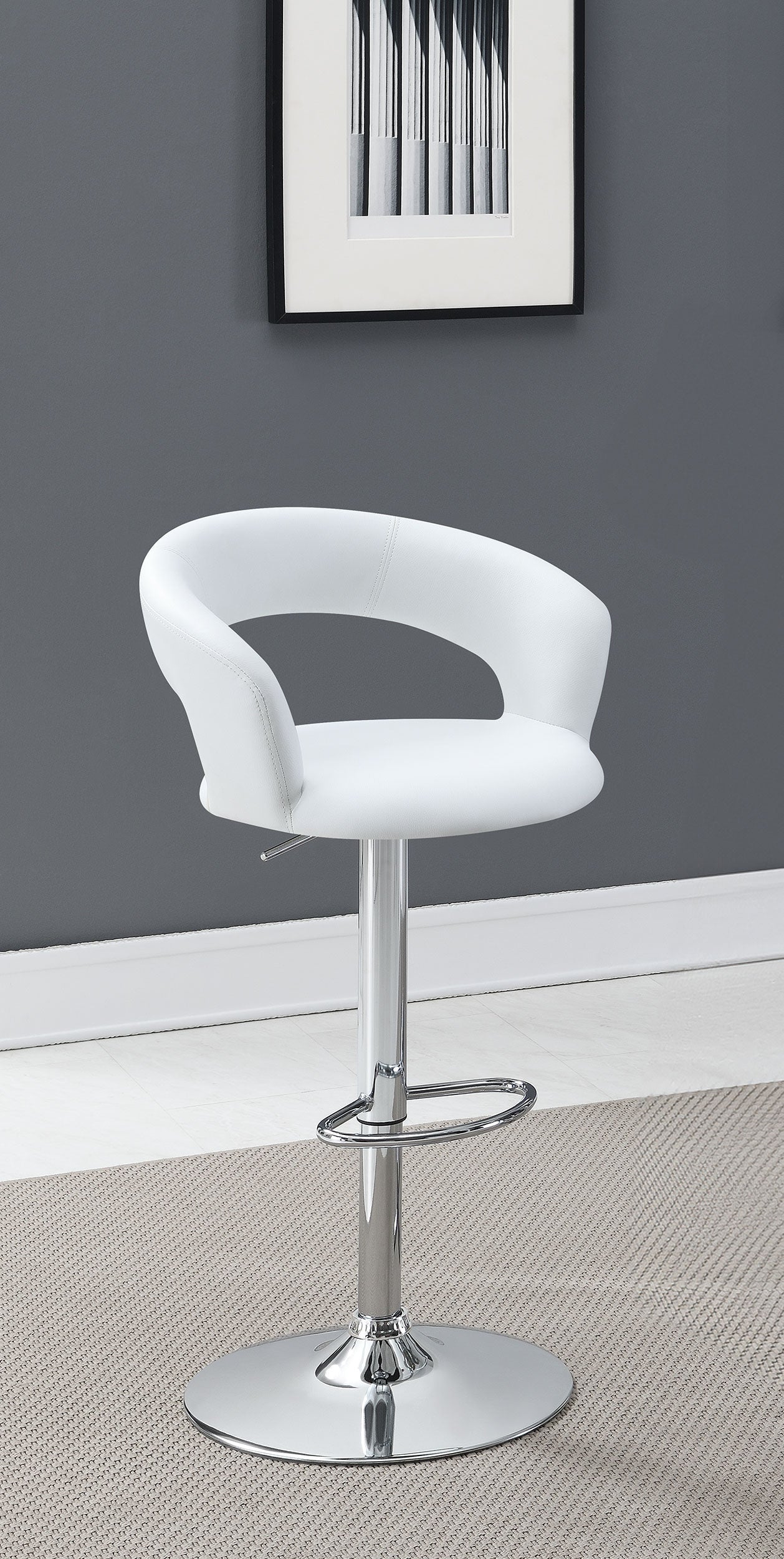 Barraza 29-inch Adjustable Height Bar Stool Black / White and Chrome
