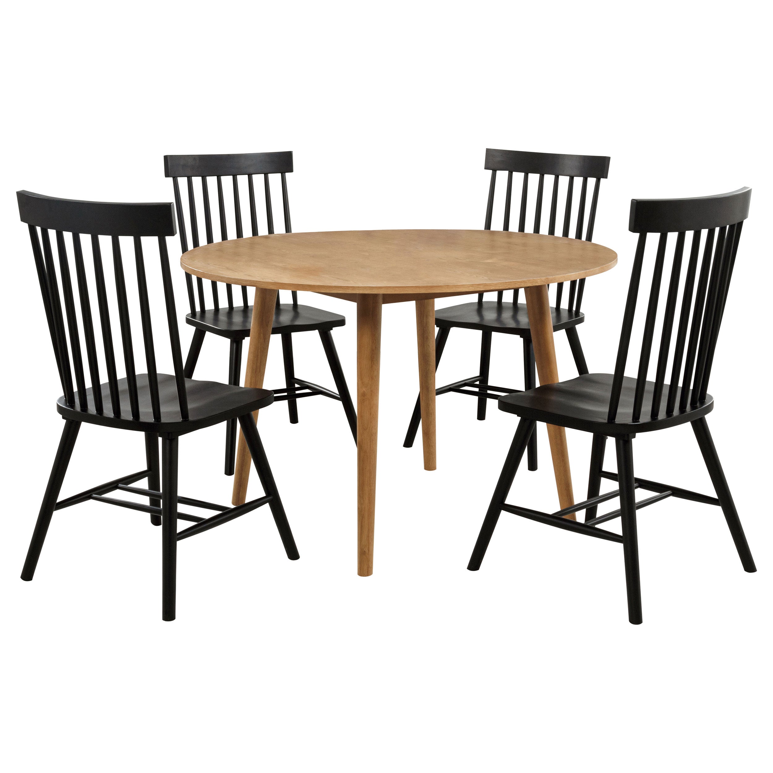 Andrews Round Wood Dining Room Table Set Light Ash