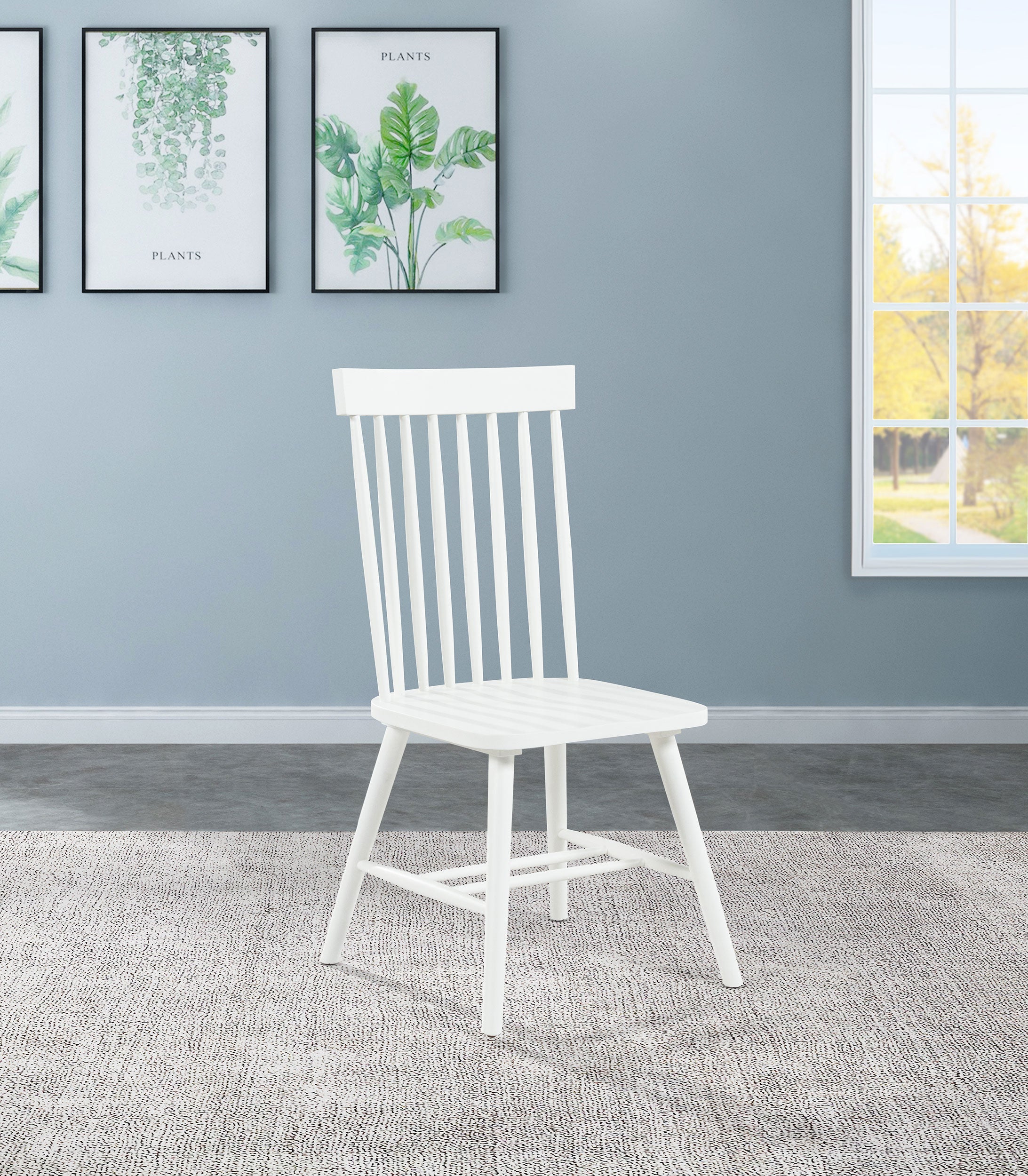 Andrews Windsor Spindle  Dining Side Chair White (Set of 2)