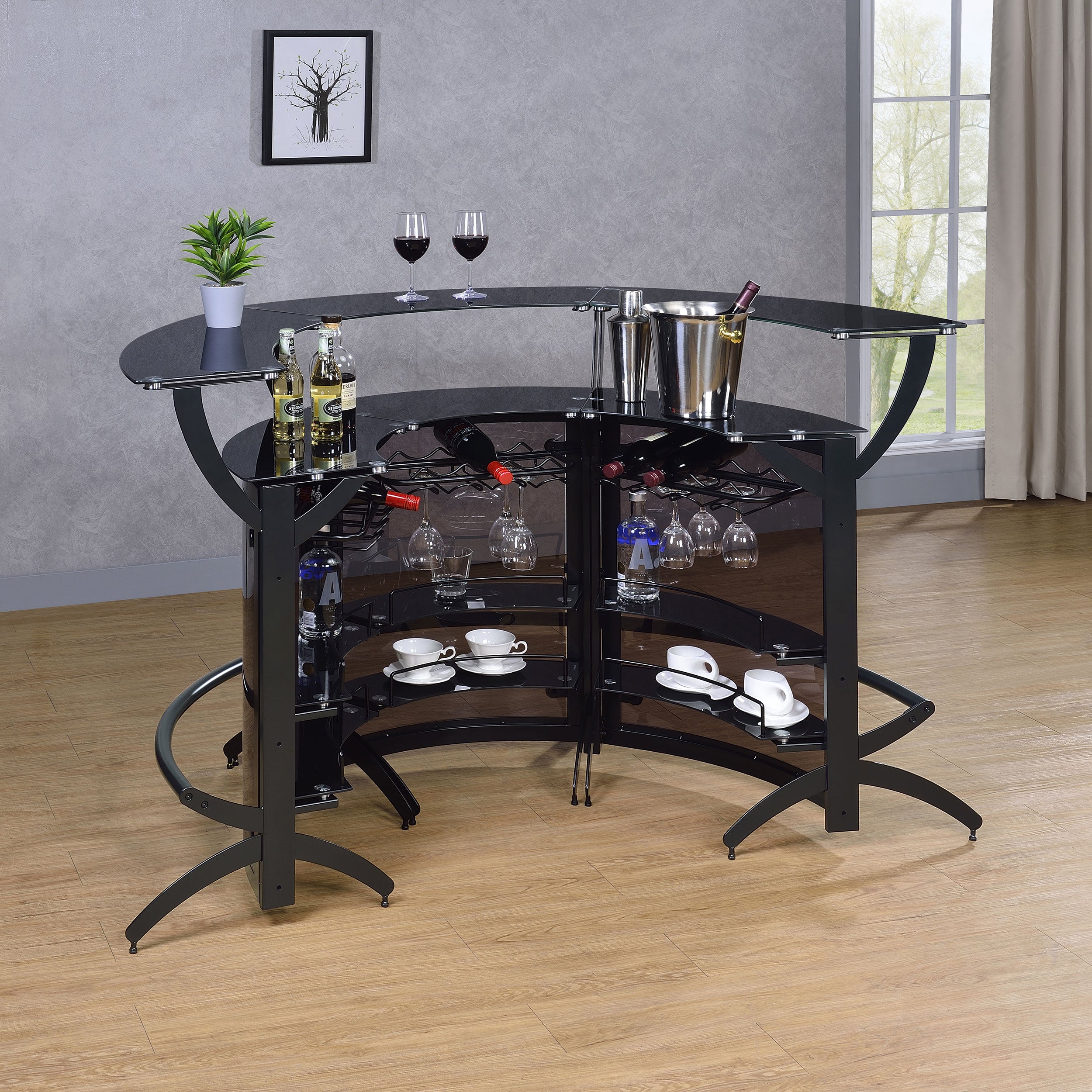 Dallas  Curved Freestanding Home Bar Cabinet