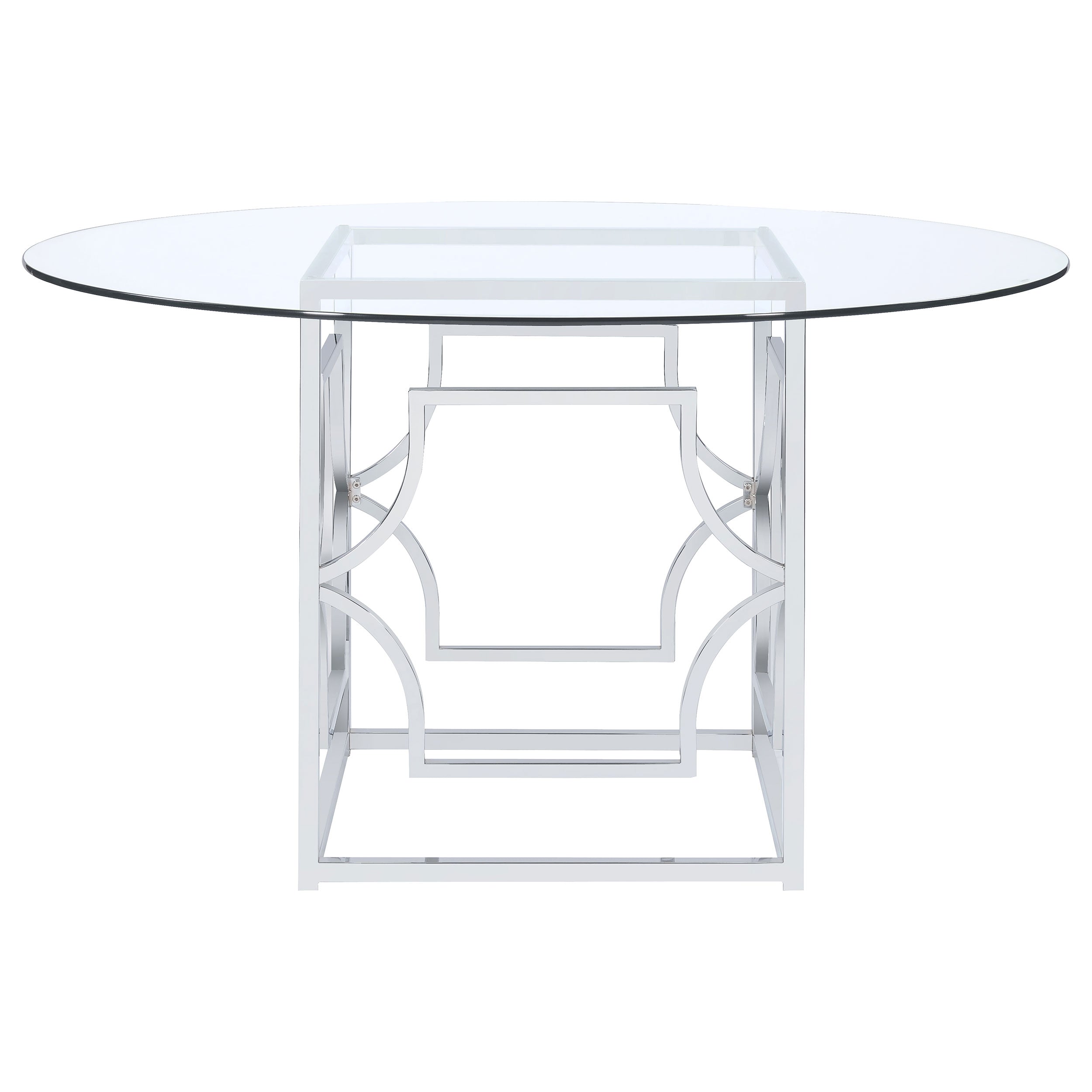 Starlight Round 54-inch Glass Top Metal Dining Table Brass