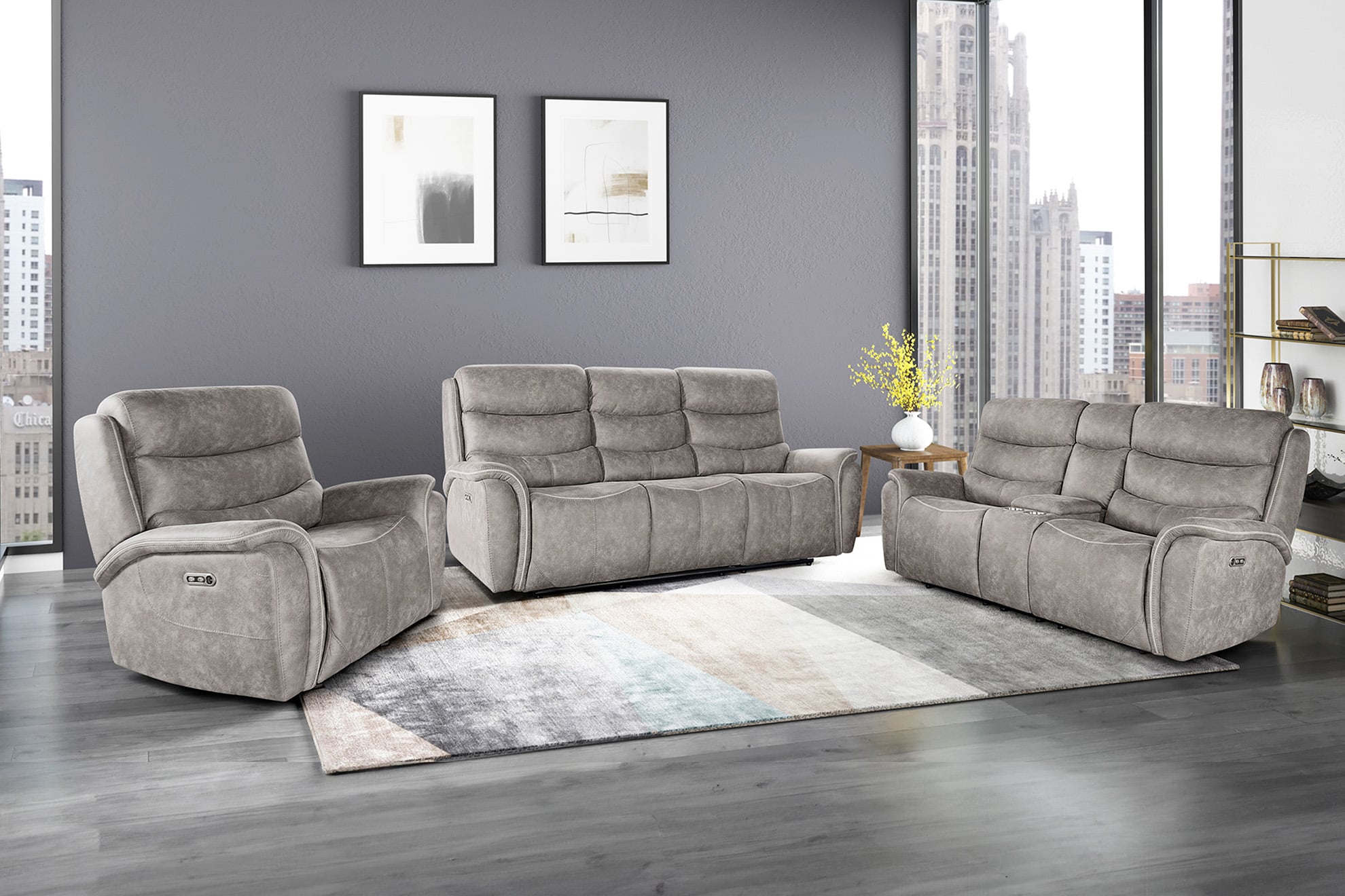 Kamari Manual Reclining Sofa and Loveseat Set