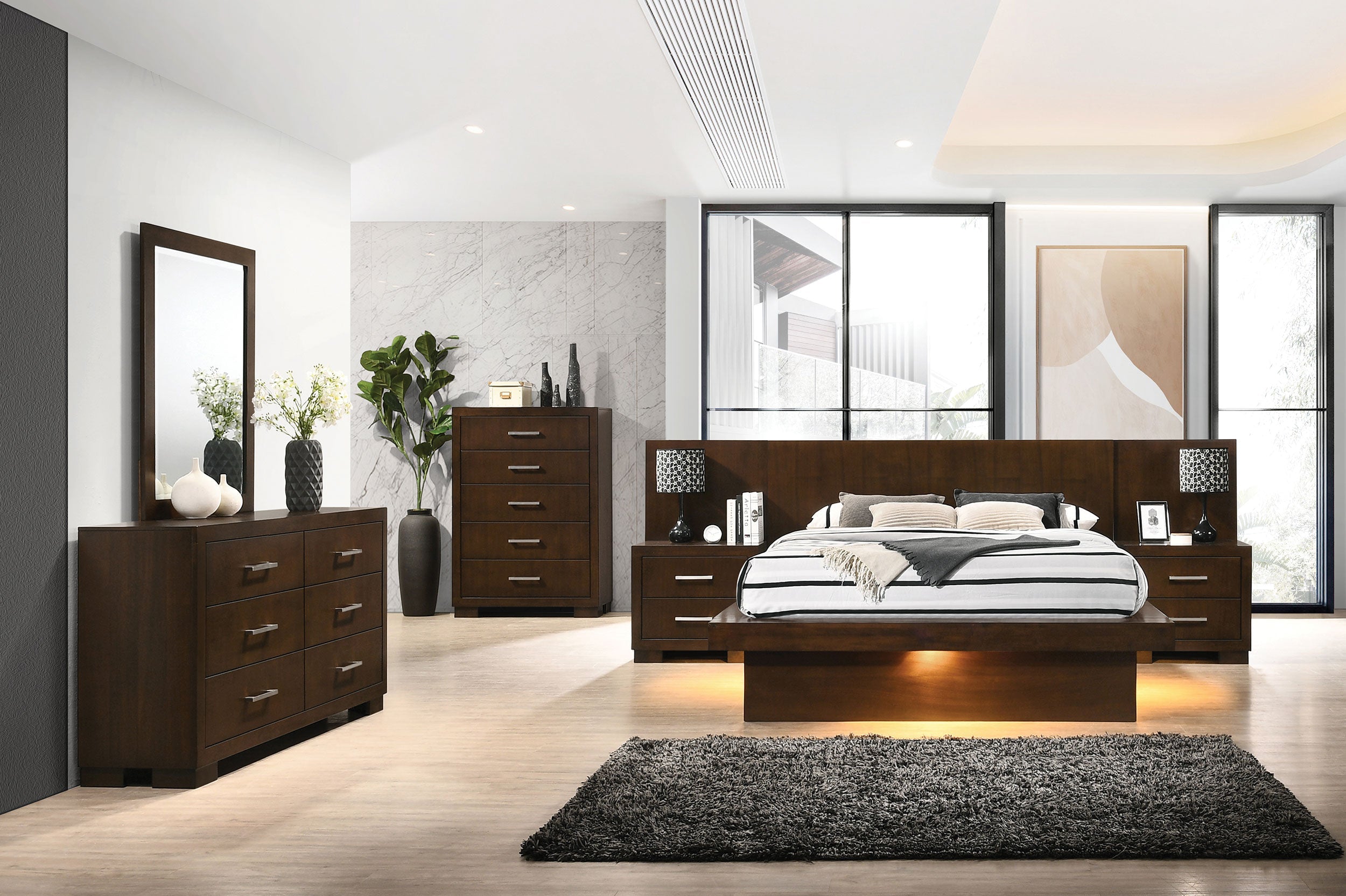Jessica LED Storage Bookcase Bed Cappuccino