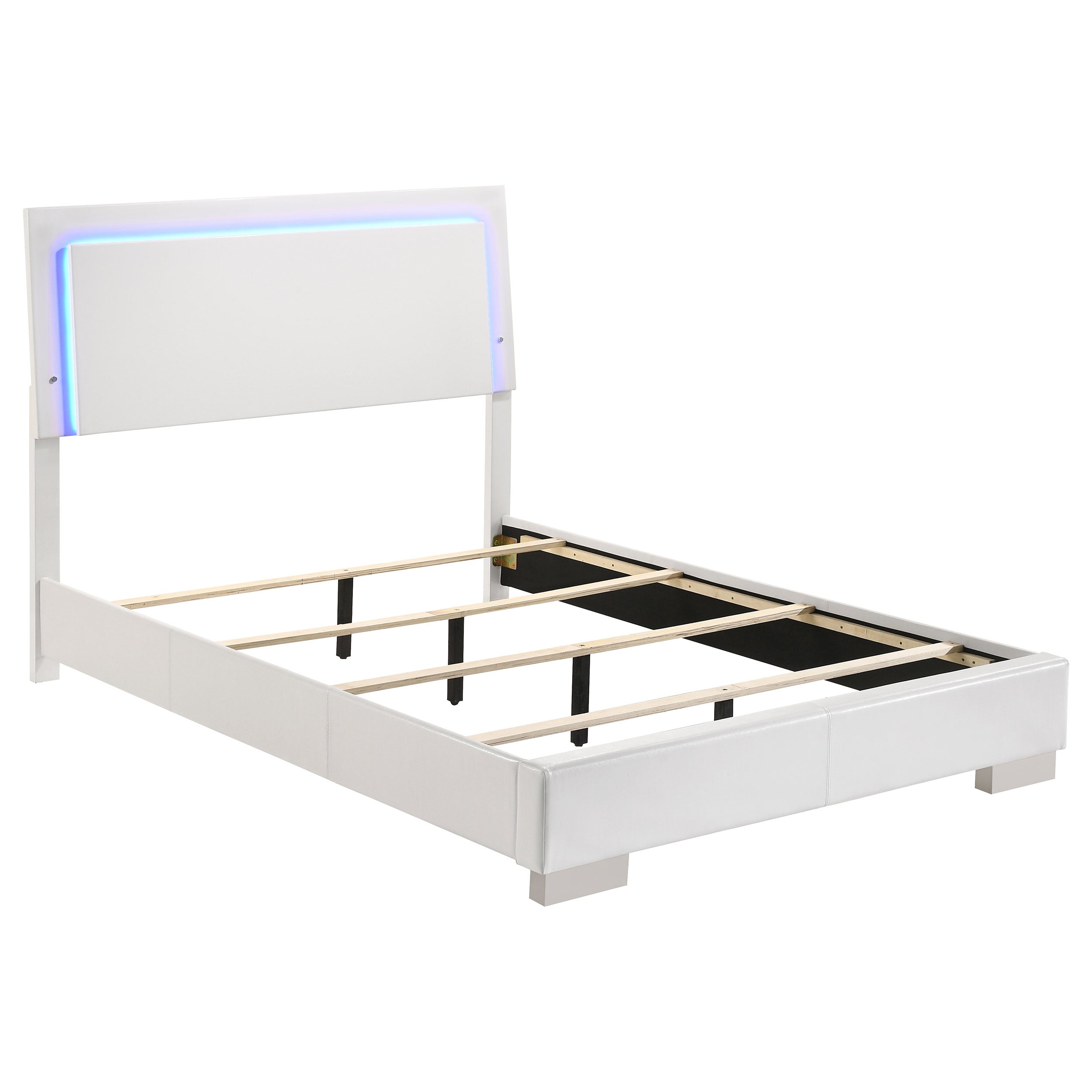 Felicity Wood California King LED Panel Bed White High Gloss
