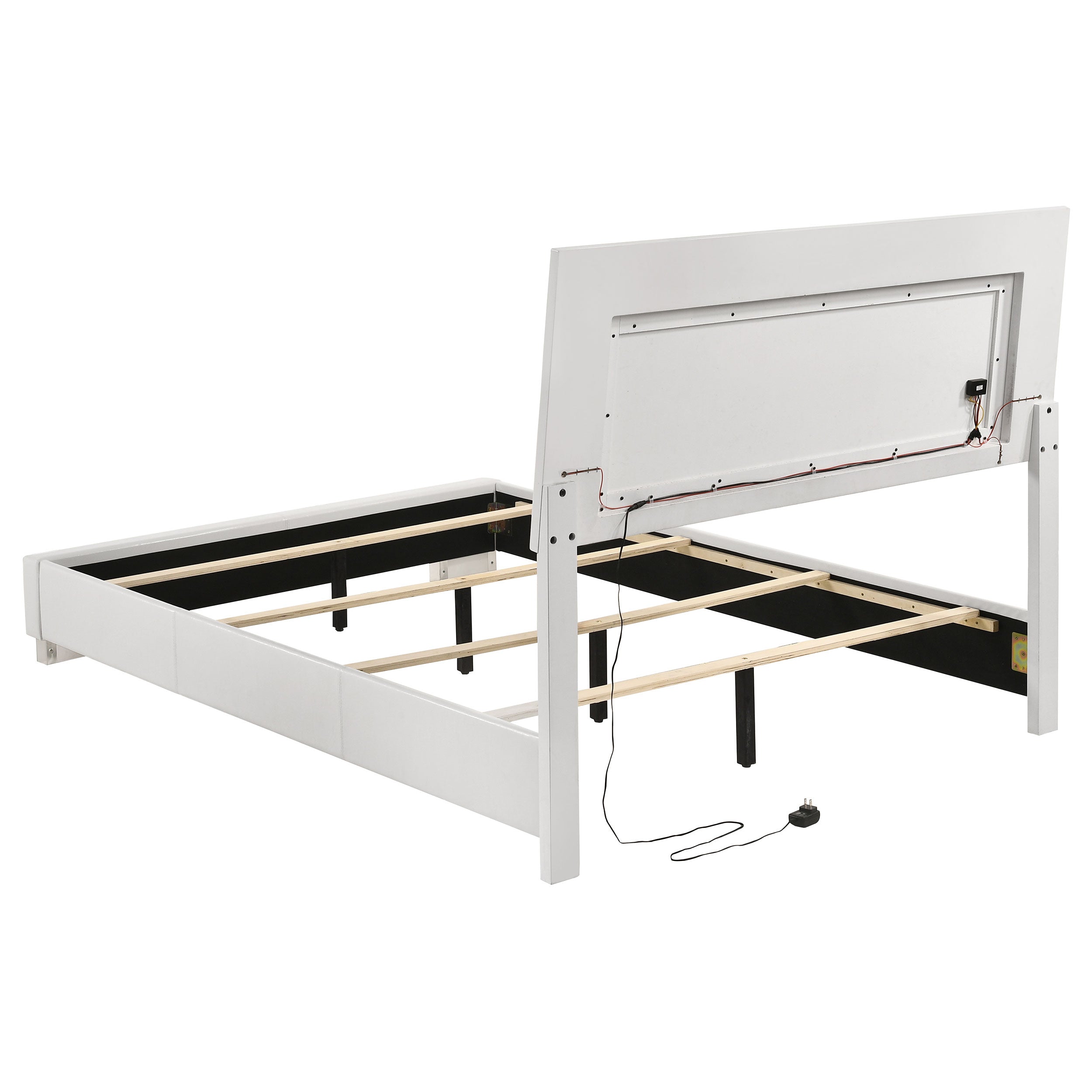 Felicity Wood California King LED Panel Bed White High Gloss